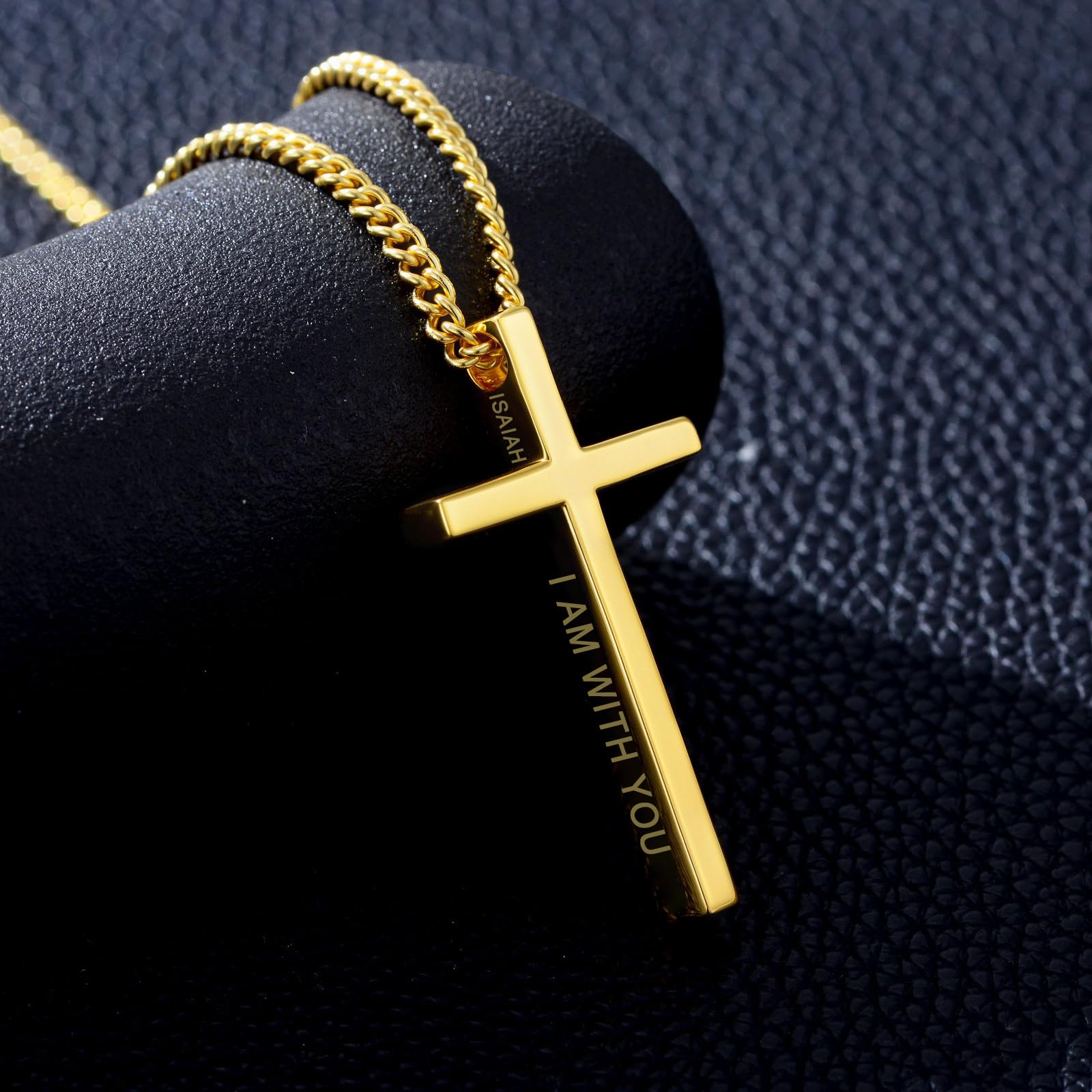 18K Gold Cross Necklace for Men Women Gold Cross Pendant with Bible Verse Minimalist Cross Christian Jewelry Religious Gifts