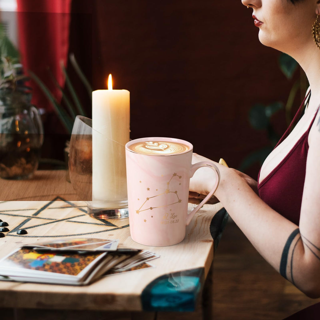 YHRJWN Pisces Gifts for Women, Pisces Constellation Mug, February March Birthdays Gifts for Women Horoscope Astrology Lovers, Pisces Zodiac Sign gifts for Women Girls, 14 Oz Pink with Gift Box