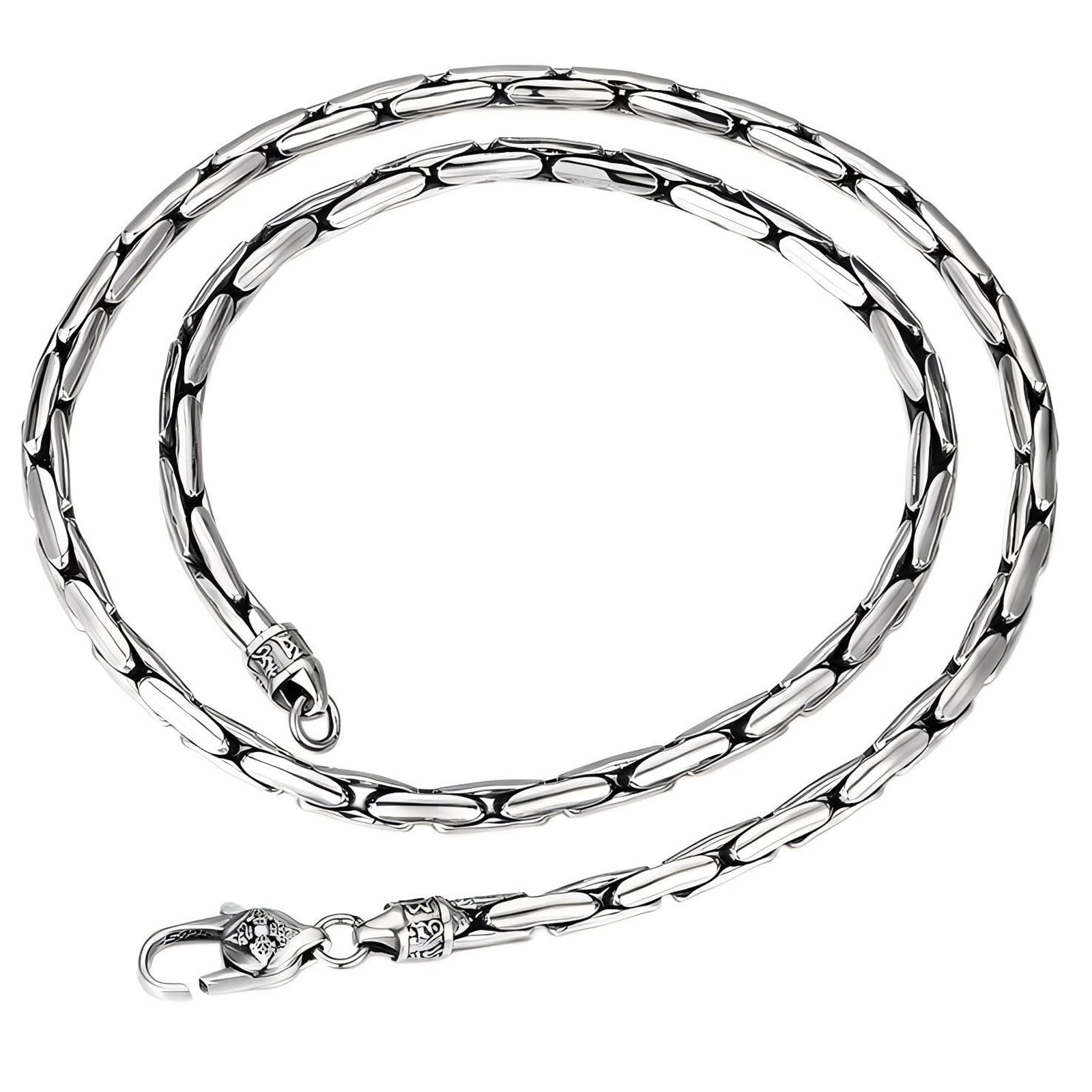 Italian Sterling Silver S925 Retro Chain Necklace for Men, Vintage Style Jewelry Gift
