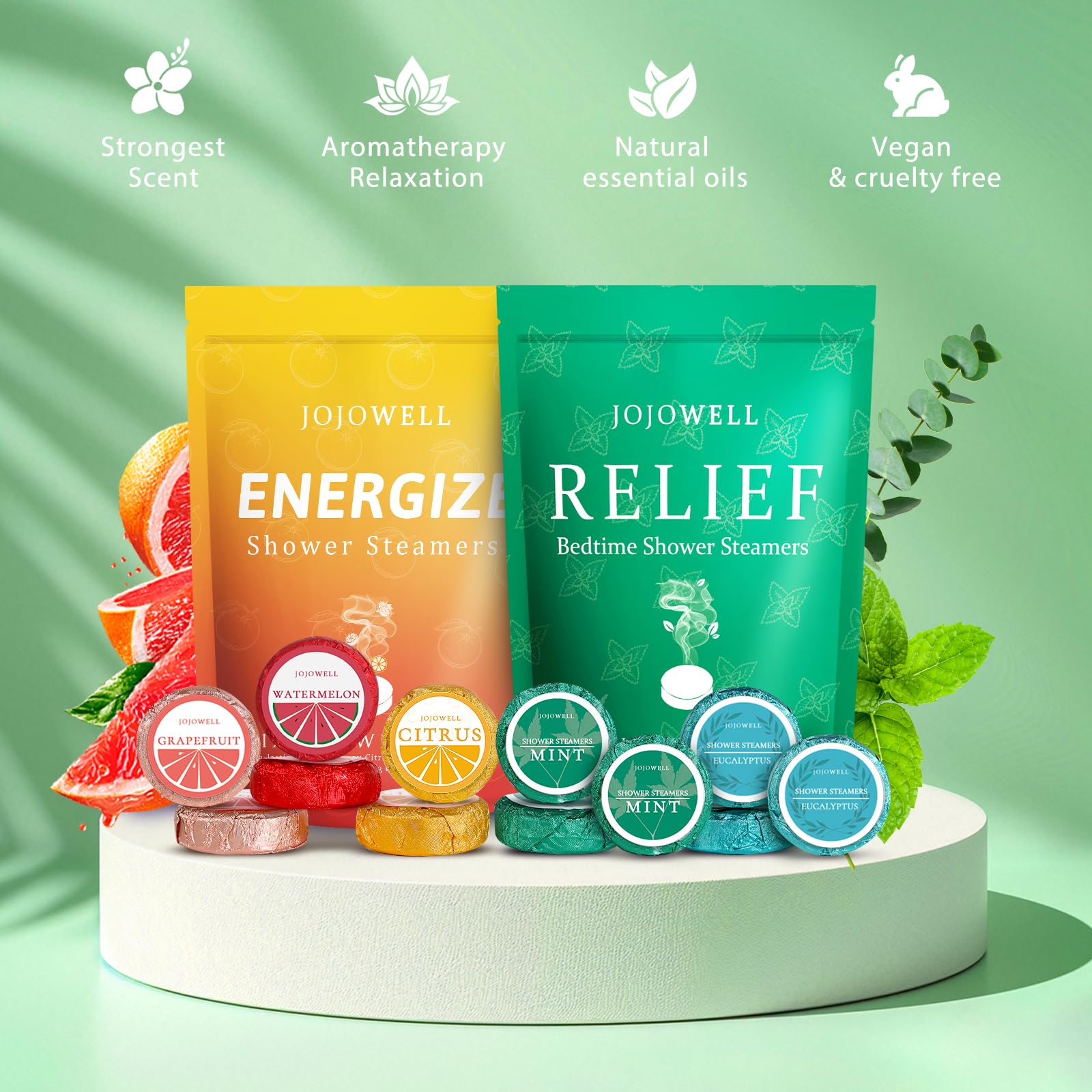 JoJowell Shower Steamers Aromatherapy - 18 Pack Birthday Gifts for Women Men, Mothers Day Gifts for Mom Wife Grandma from Daughter Son, Self Care with Natural Essential Oils Relaxation Home SPA