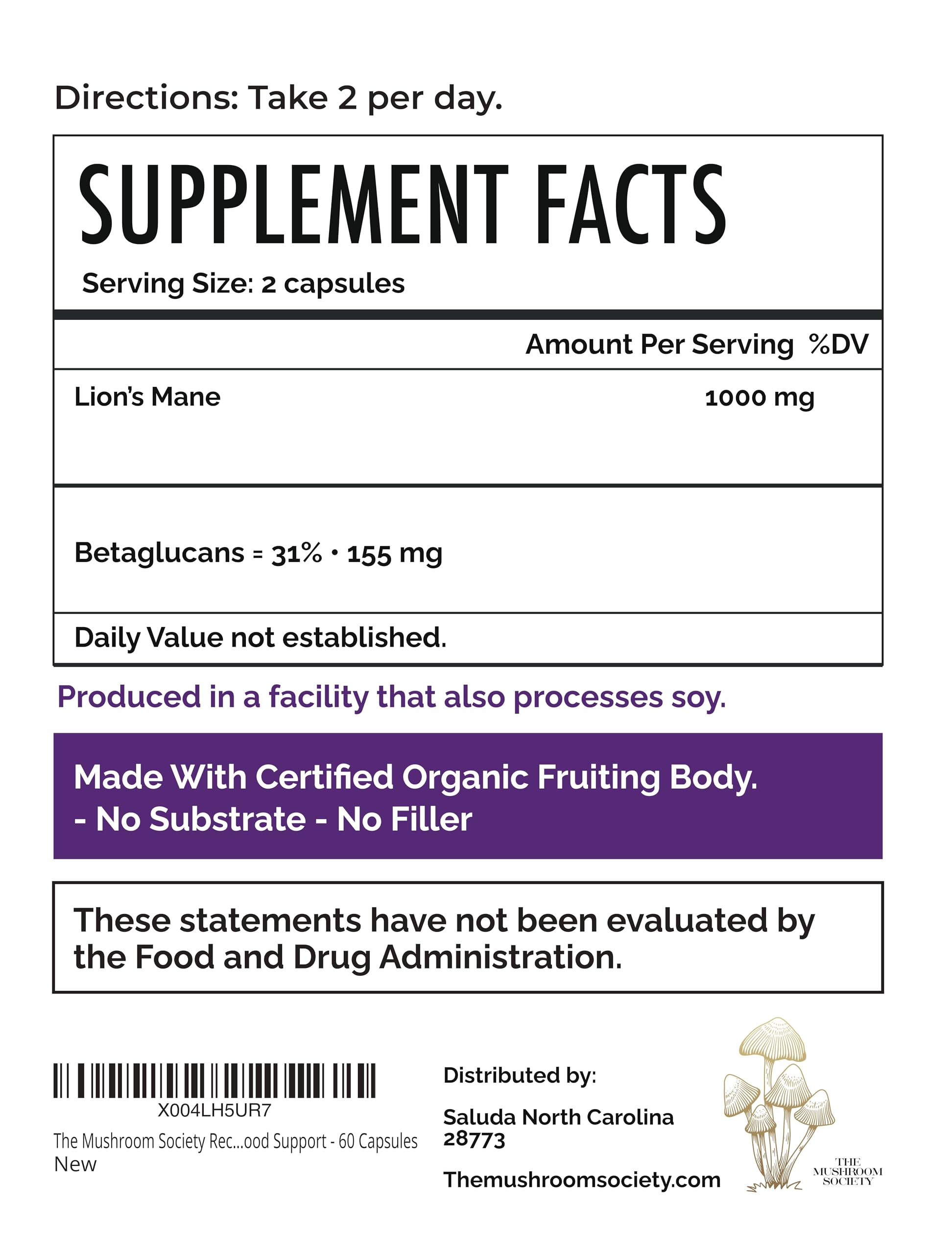 Morning Rush - Lion’s Mane, Ashwagandha, Turmeric & B12 Extract Blend Supplement - Focus & Energy Support - 60 Vegan Capsules