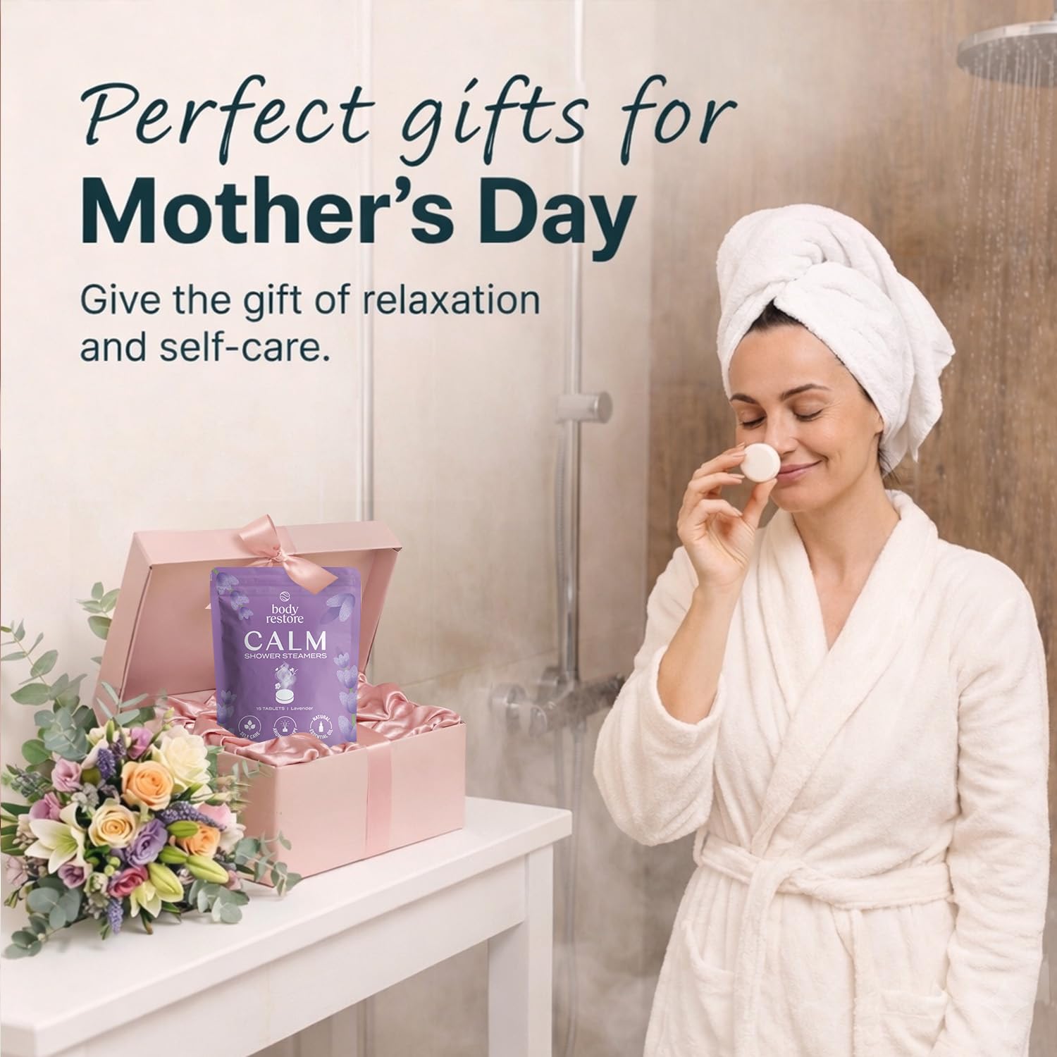 Body Restore Shower Steamers Aromatherapy 6 Pack – Mothers Day Gifts for Mom, Birthday Gifts for Women, Relaxation Stress Relief Self Care – Bloom