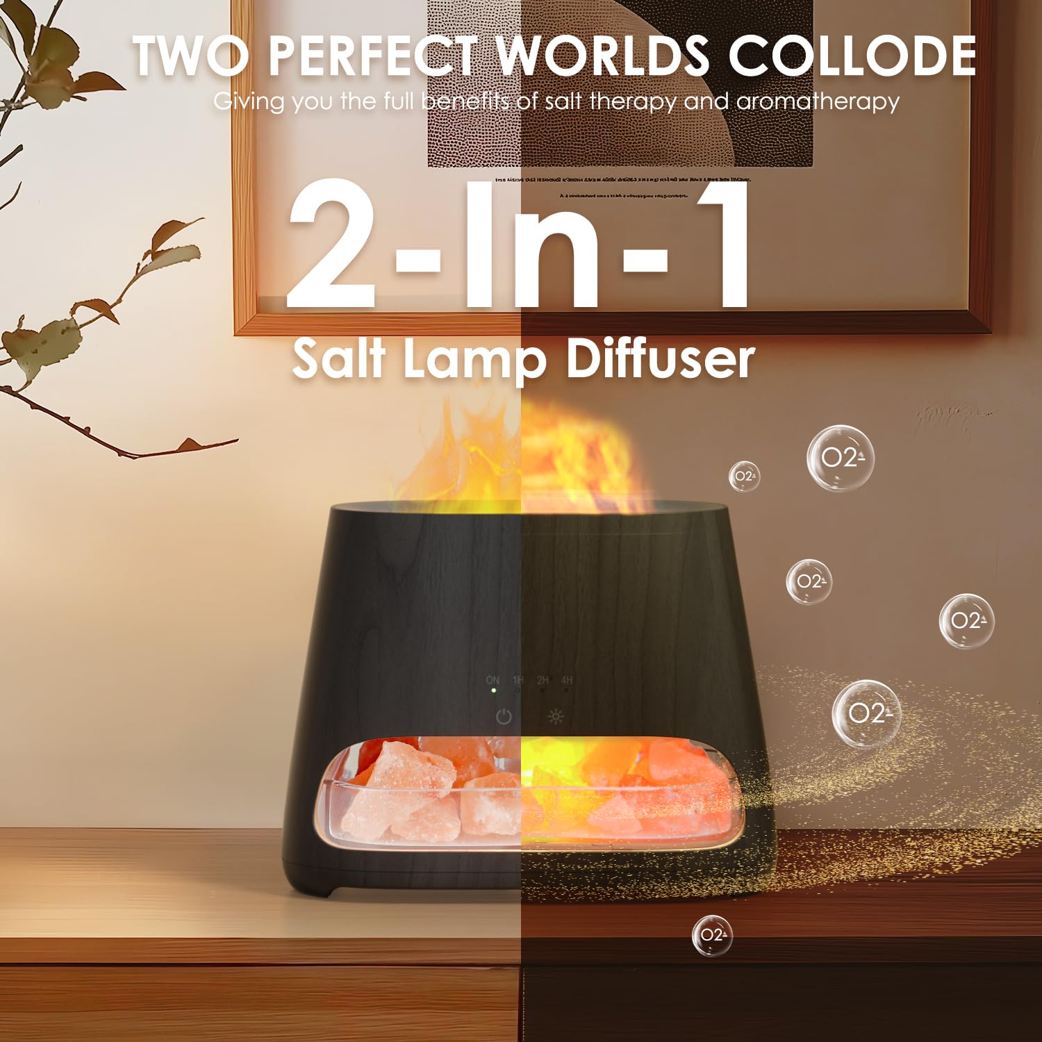 SALKING 2-in-1 Himalayan Salt Lamp & Ultrasonic Essential Oil Diffuser, Aromatherapy Diffuser Cool Mist Humidifier, Salt Therapy Lamp, 100% Pure Himalayan Salt, Ambient Glow, 150ml (Hot Pink)