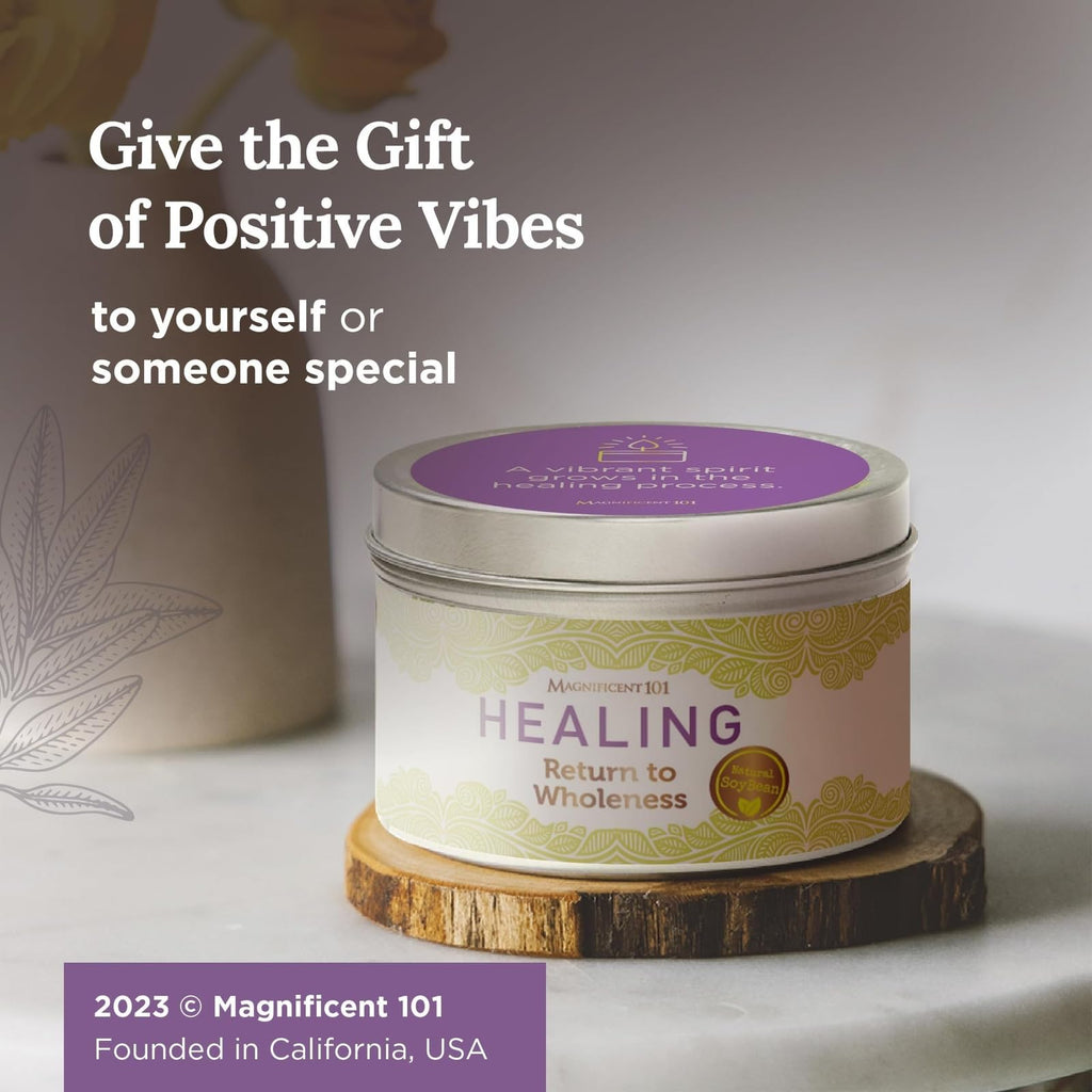 Magnificent 101 Long-Lasting Home Blessing - Love & Laughter Aromatherapy Smudge Candle - 6 Oz - 35-Hour Burn - Soy Wax, Sage, Bergamot & Sandalwood - Meditation & Manifestation - Sage Candle
