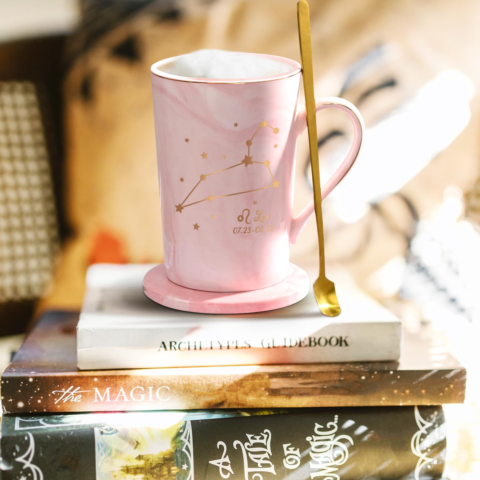 YHRJWN Pisces Gifts for Women, Pisces Constellation Mug, February March Birthdays Gifts for Women Horoscope Astrology Lovers, Pisces Zodiac Sign gifts for Women Girls, 14 Oz Pink with Gift Box