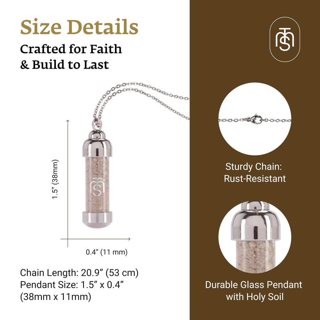 Authentic Temple Mount Christian Necklace for Women & Men – Expert-Certified Sacred Soil Jewelry, Rare Faith-Based Holy Land Soil Pendant from Jerusalem – Spiritual Religious Biblical Easter Gift