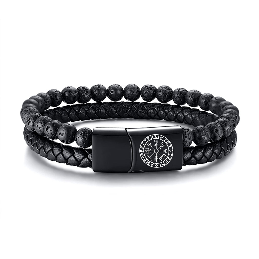 VNOX Viking Bracelet for Men - Genuine Leather Braided Viking Bracelets Vintage Thor's Hammer Wrap Cuff Wirstband Bracelets,Viking Jewelry for Men