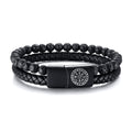 VNOX Viking Bracelet for Men - Genuine Leather Braided Viking Bracelets Vintage Thor's Hammer Wrap Cuff Wirstband Bracelets,Viking Jewelry for Men