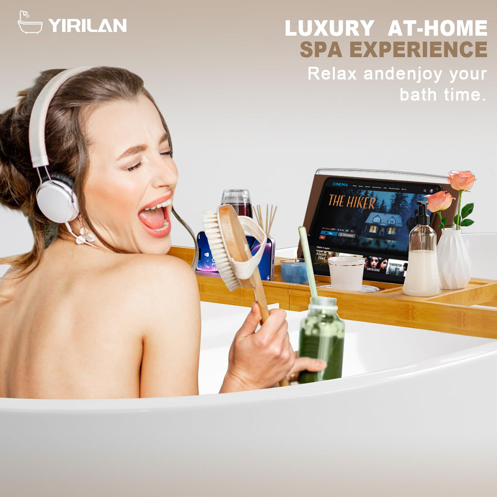 Premium Bathtub Tray Caddy, Expandable Bath Tray, Unique House Warming Gifts, New Home, Anniversary and Wedding Gifts for Couple, Bridal Shower Gift for Women