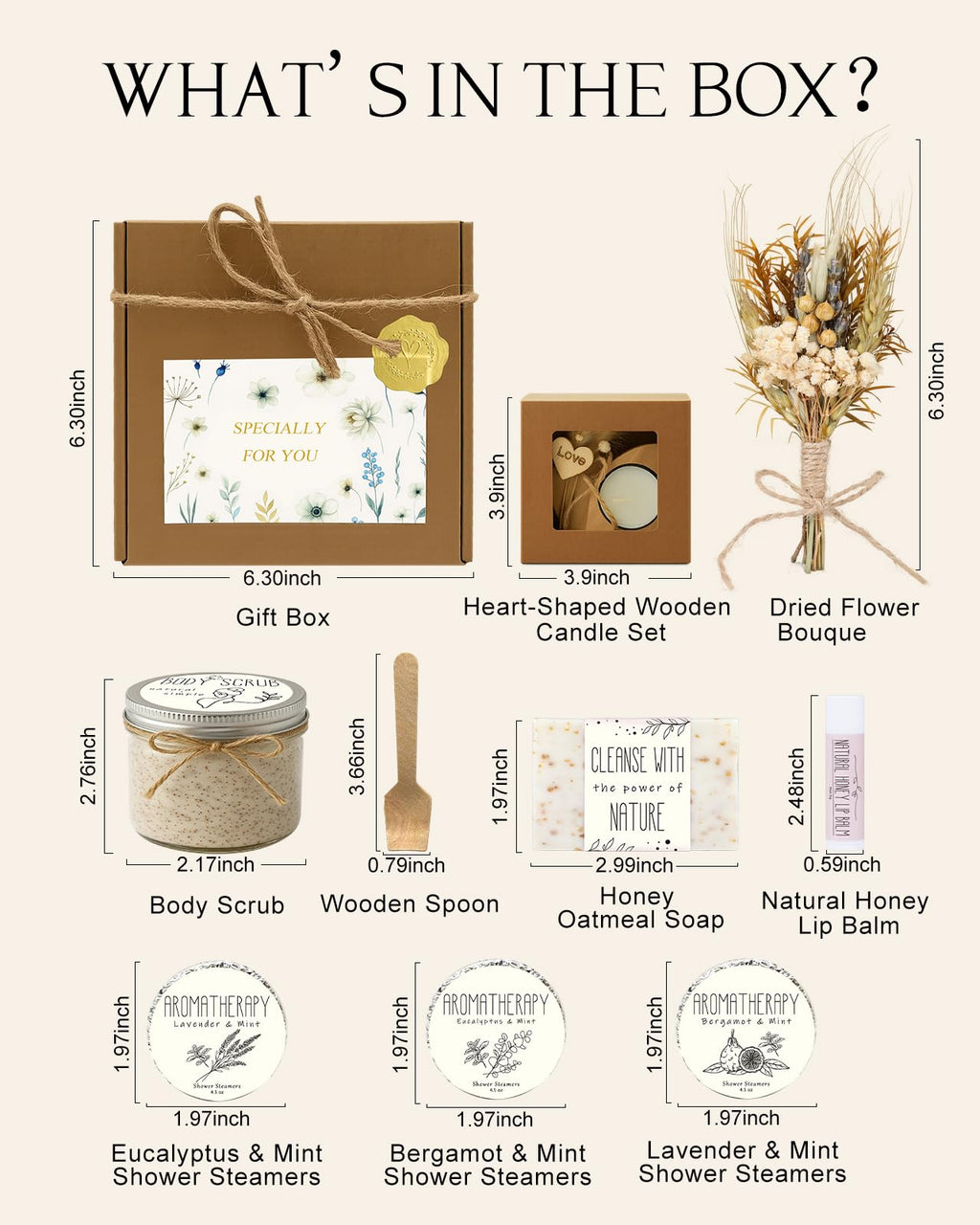 Spa Gifts for Women - Mothers Day Gift Basket for Her, Natural Themed Self Care Kit, Birthday Anniversary Care Package Ideas for Wife Girlfriend Mom from Daughter Husband Friend, 8PCS Items