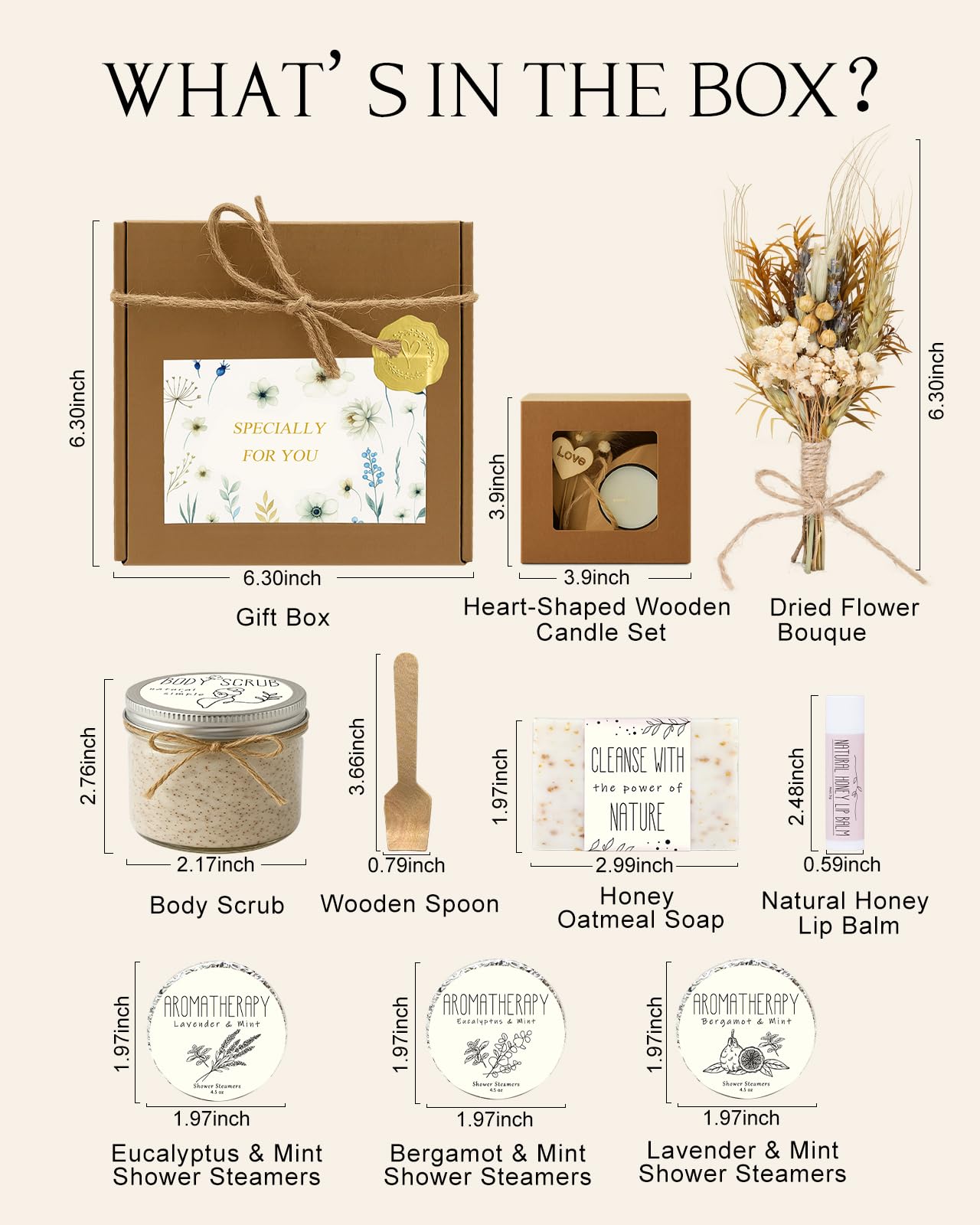 Spa Gifts for Women - Mothers Day Gift Basket for Her, Natural Themed Self Care Kit, Birthday Anniversary Care Package Ideas for Wife Girlfriend Mom from Daughter Husband Friend, 8PCS Items