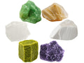 Amazing Gemstone Crystals for House Protection Manifestation, Set of 6 Amethyst, Scolecite, Shungite, Black Tourmaline, Selenite and Moss Agate Healing Crystals and Stones