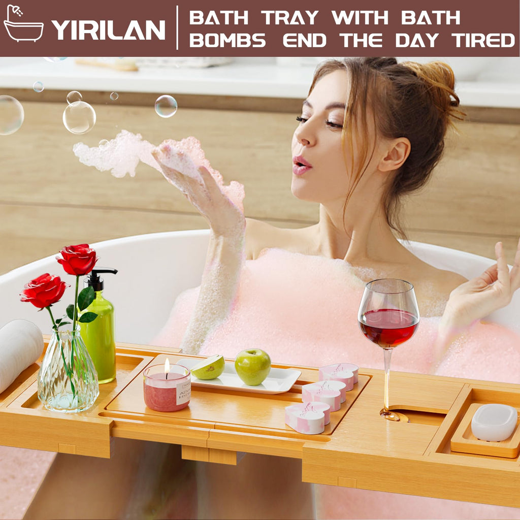 Premium Bathtub Tray Caddy, Expandable Bath Tray, Unique House Warming Gifts, New Home, Anniversary and Wedding Gifts for Couple, Bridal Shower Gift for Women