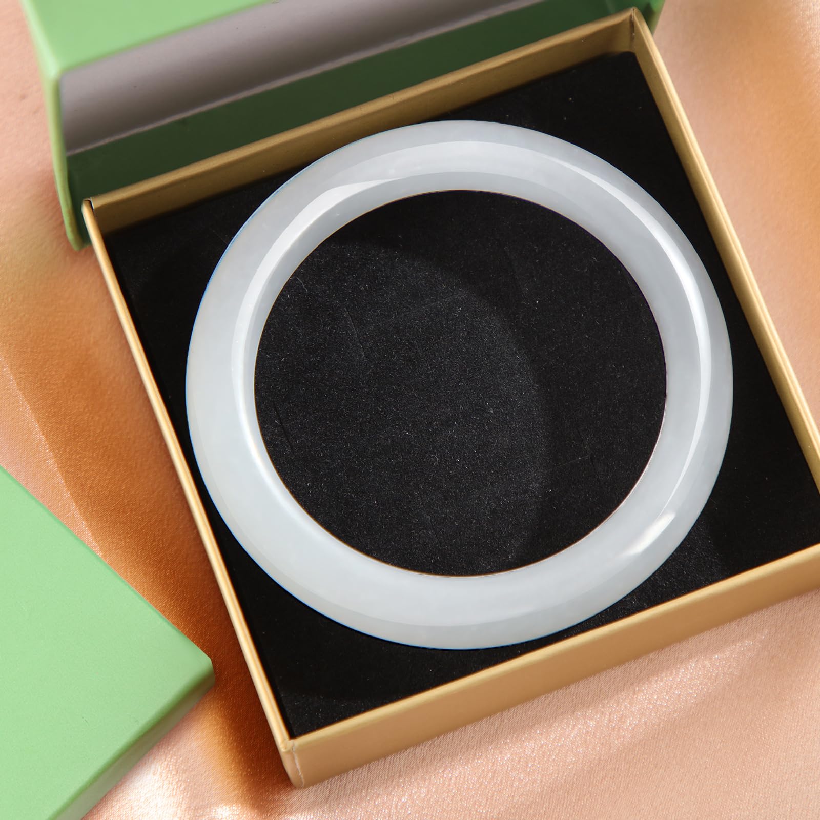 Landical 2.4'' Natural Jade Bracelet for Women Jade Bangle Bracelets with Box Good Luck Bangle Jewelry Gift for Mother