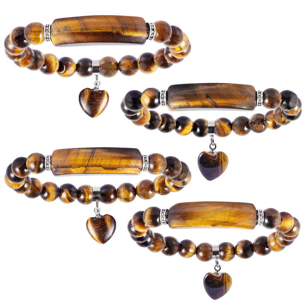 TUMBEELLUWA Healing Stone Bracelet 8mm Beads Chakra Crystal Energy Heart Charm Bracelet Handmade Jewelry for Women