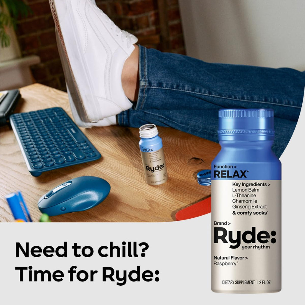 Ryde: Energize Shot | Tropical Flavor | Green Tea Caffeine, Taurine, Ginseng Extract & B Vitamins | 0 Calories, 0 Sugar | 2 FL OZ Shots | Boosts energy* (8 Pack)
