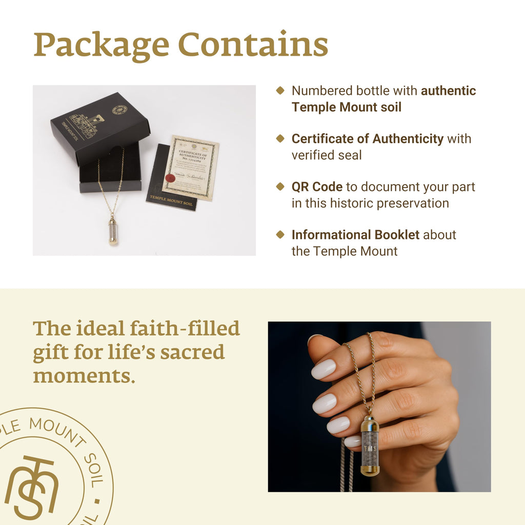 Authentic Temple Mount Christian Necklace for Women & Men – Expert-Certified Sacred Soil Jewelry, Rare Faith-Based Holy Land Soil Pendant from Jerusalem – Spiritual Religious Biblical Easter Gift