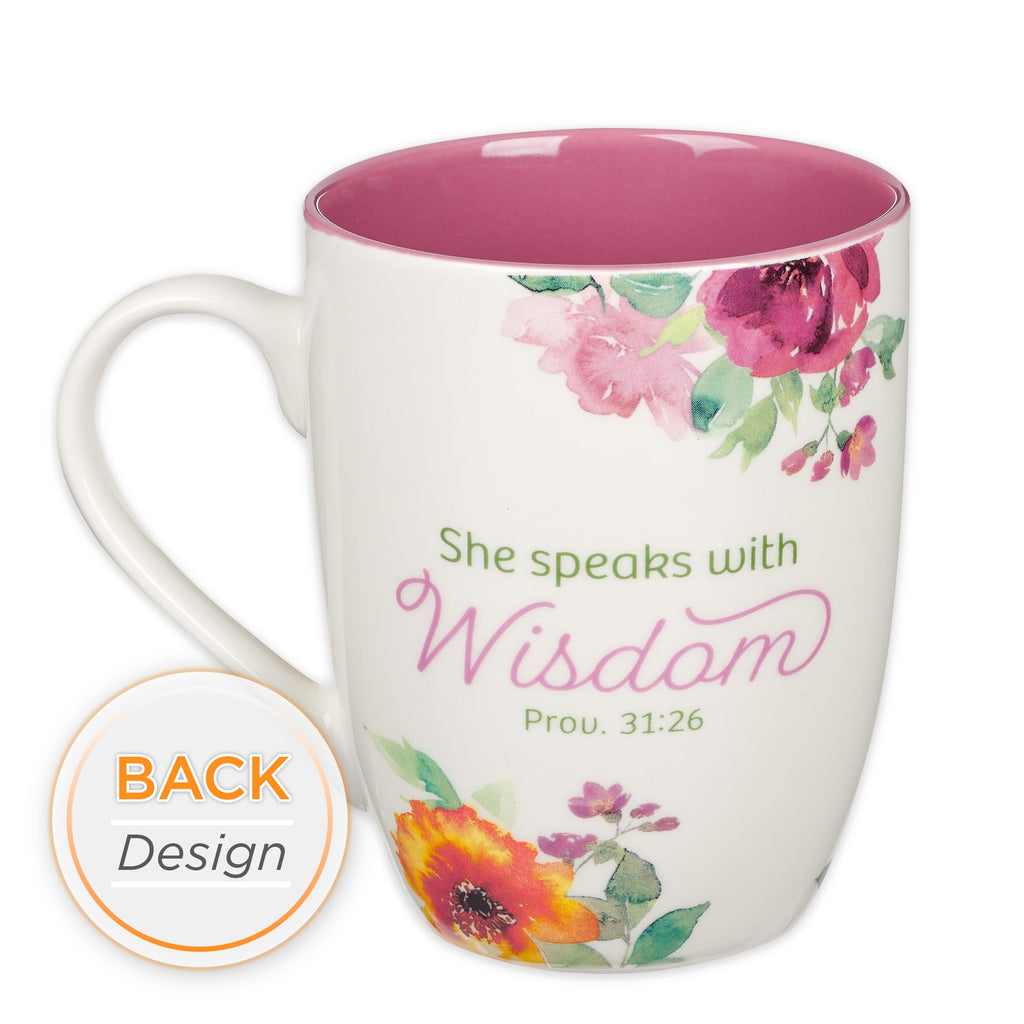 Christian Art Gifts Inspirational Ceramic Coffee & Tea Scripture Mug for Women: All Things are Possible Encouraging Bible Verse, Cute Microwave & Dishwasher Safe Drinkware, White & Pink Floral, 12 oz.