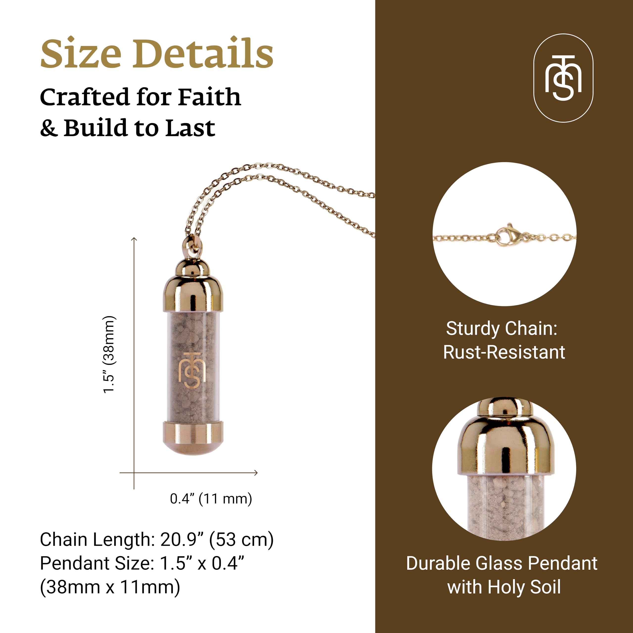 Authentic Temple Mount Christian Necklace for Women & Men – Expert-Certified Sacred Soil Jewelry, Rare Faith-Based Holy Land Soil Pendant from Jerusalem – Spiritual Religious Biblical Easter Gift