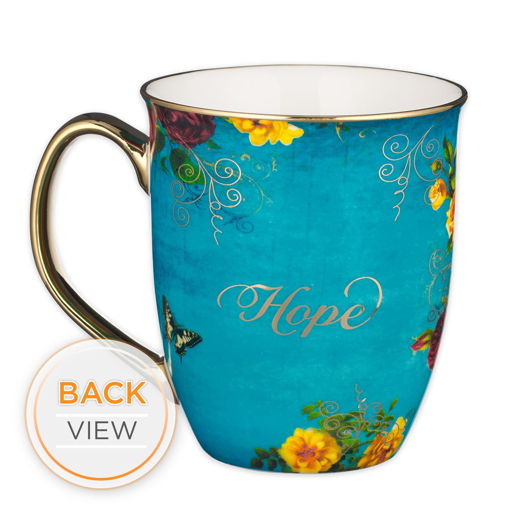 Christian Art Gifts Pink Butterfly Ceramic Coffee Mug with Gold Accents – 14 oz. Lead and Cadmium-free Inspirational Scripture Coffee and Tea Mug for Women with Bible Verse: Be Still – Psalm 46:10