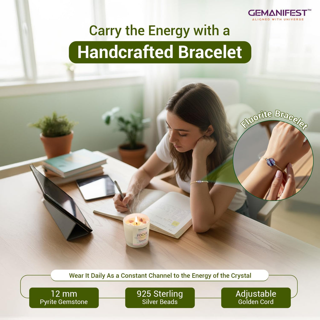 Money Manifestation Candle with Pyrite Bracelet for Wealth Prosperity and Success Pumpkin Spice Soy Candles for Office Home Scented Prosperity Crystal Candle Gifts for Men Women