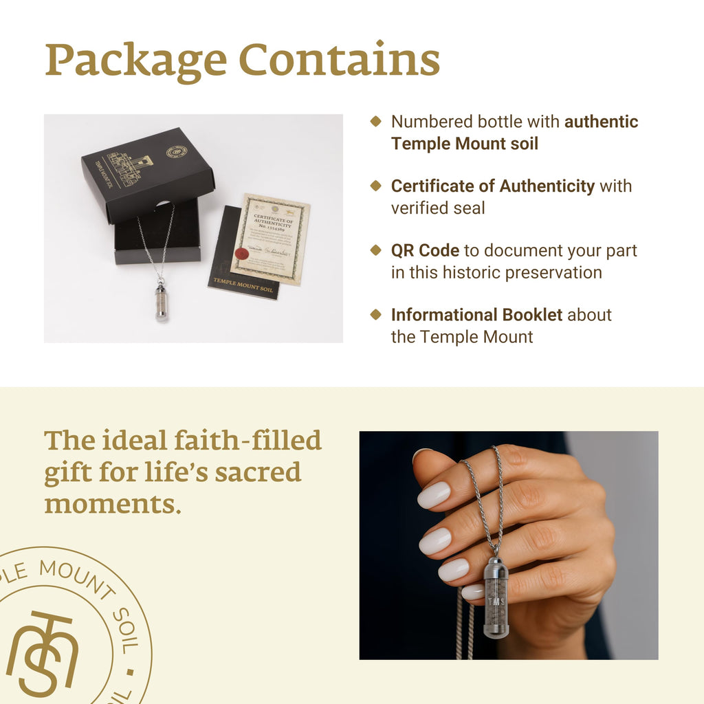 Authentic Temple Mount Christian Necklace for Women & Men – Expert-Certified Sacred Soil Jewelry, Rare Faith-Based Holy Land Soil Pendant from Jerusalem – Spiritual Religious Biblical Easter Gift