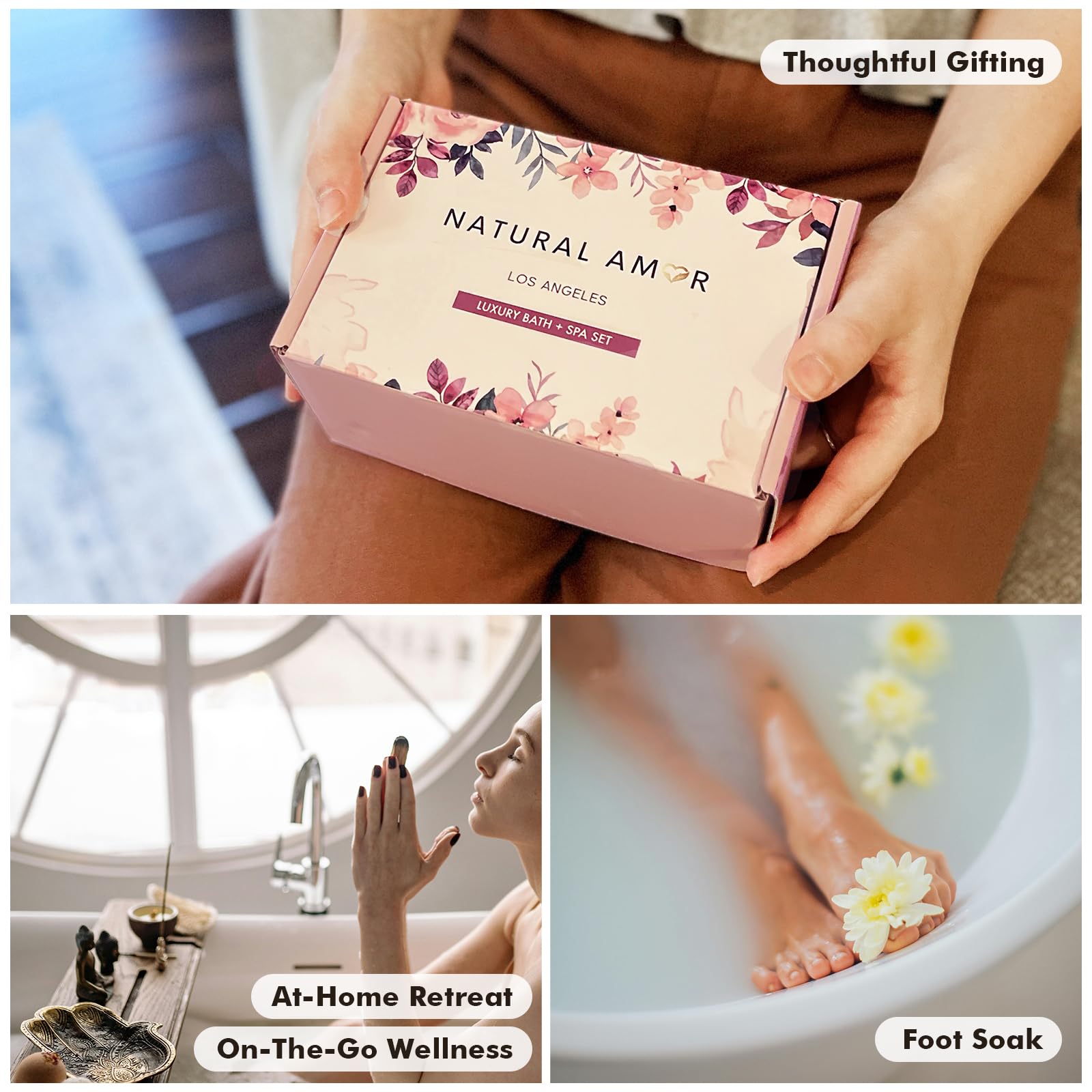 Handmade Bath Salt Gift Set 6 Pack, All Natural, Scented with Essential Oils, Gift for Women