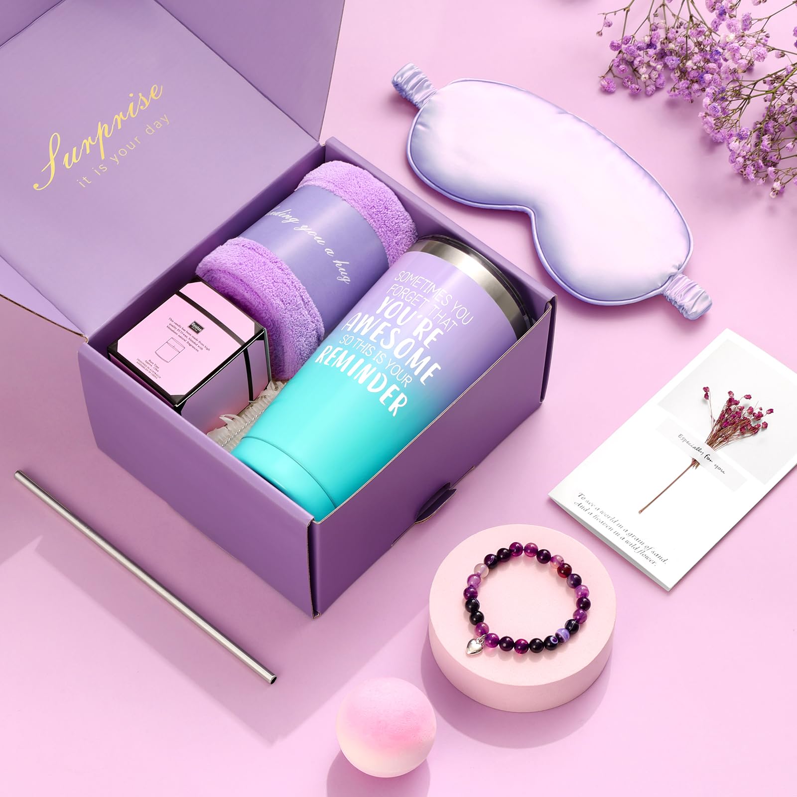 Birthday Gifts for Women, Mothers Day Gifts for Mom from Daughter, Unique Spa Gifts Basket Box for Women Best Friend Sister, Self Care Gifts for Women
