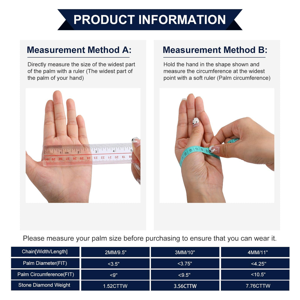 Moissanite Tennis Bracelet 1.79ct-8.69ct Adjustable Bracelet for Women 18K White Gold Plated S925 Sterling Silver Tennis Bracelet D Color VVS1 Round Cut 2/3/4mm Moissanite Bracelet Gifts for Wife/Mom