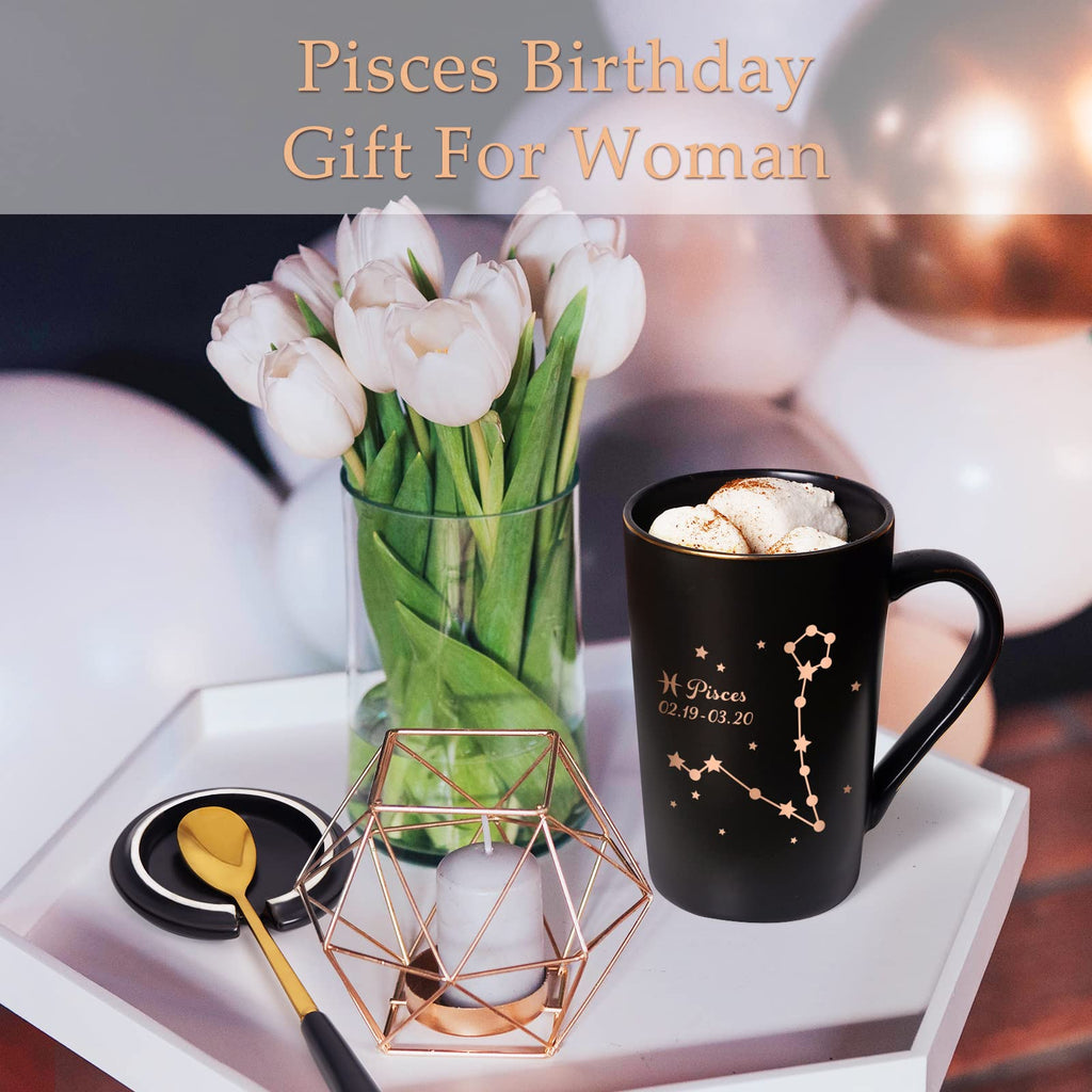 YHRJWN Pisces Gifts for Women, Pisces Constellation Mug, February March Birthdays Gifts for Women Horoscope Astrology Lovers, Pisces Zodiac Sign gifts for Women Girls, 14 Oz Pink with Gift Box