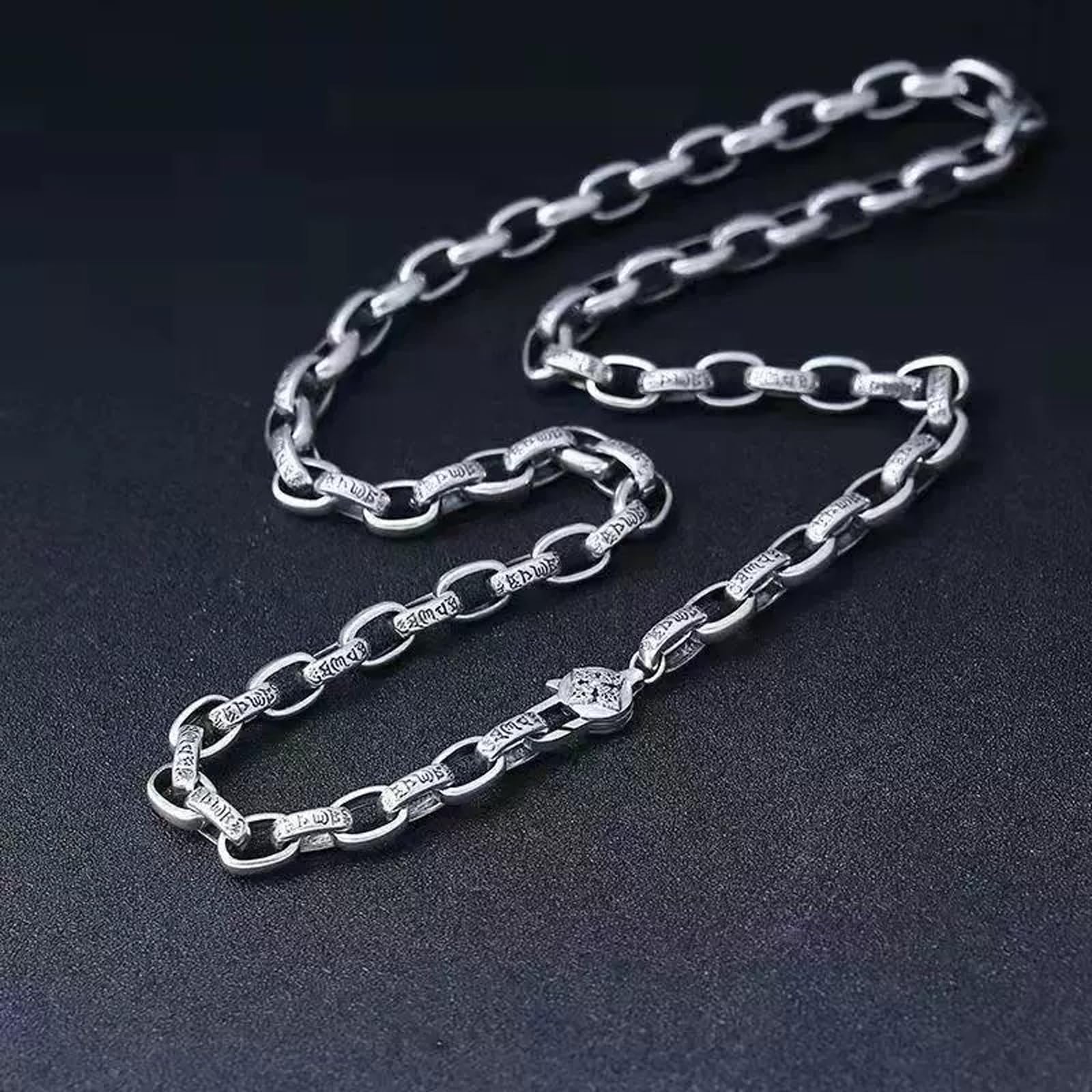 Italian Sterling Silver S925 Retro Chain Necklace for Men, Vintage Style Jewelry Gift