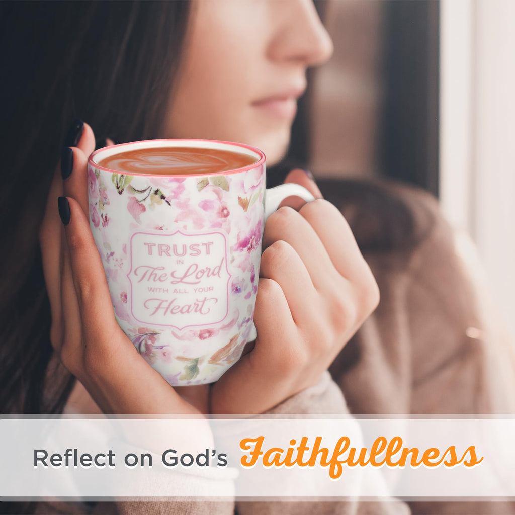Christian Art Gifts Inspirational Ceramic Coffee & Tea Scripture Mug for Women: All Things are Possible Encouraging Bible Verse, Cute Microwave & Dishwasher Safe Drinkware, White & Pink Floral, 12 oz.
