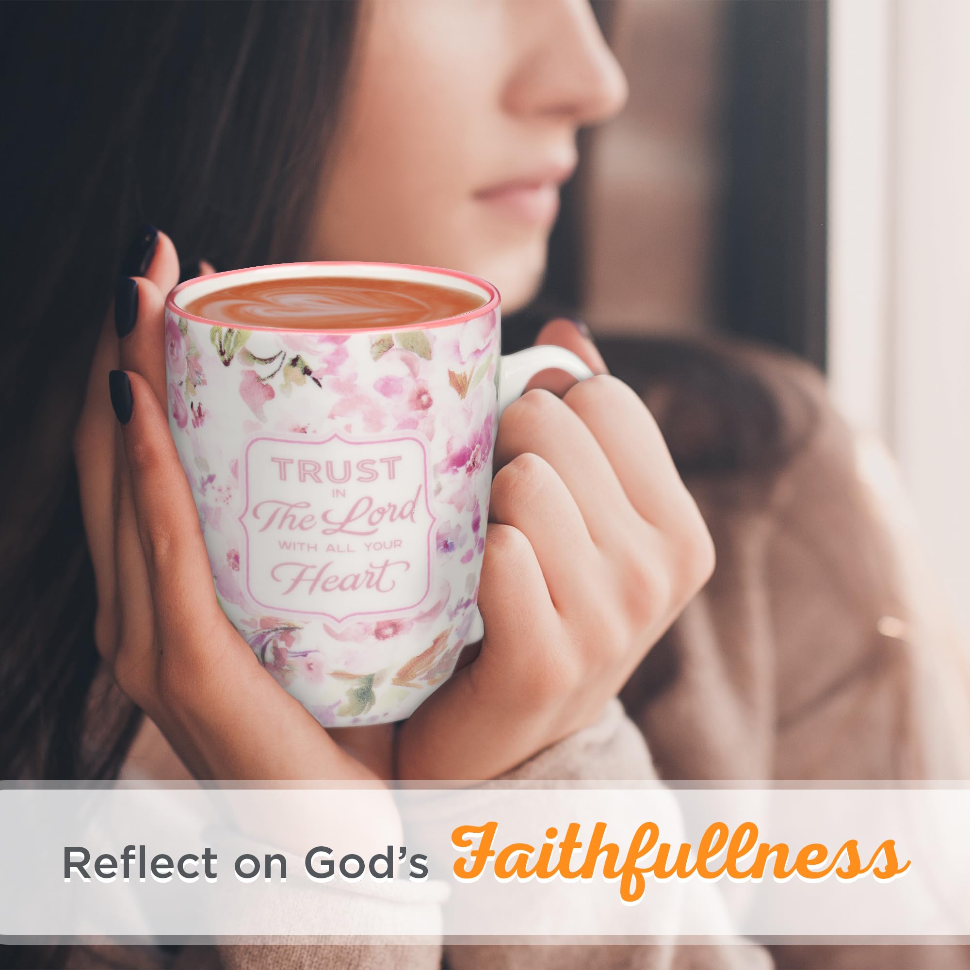 Christian Art Gifts Inspirational Ceramic Coffee & Tea Scripture Mug for Women: All Things are Possible Encouraging Bible Verse, Cute Microwave & Dishwasher Safe Drinkware, White & Pink Floral, 12 oz.
