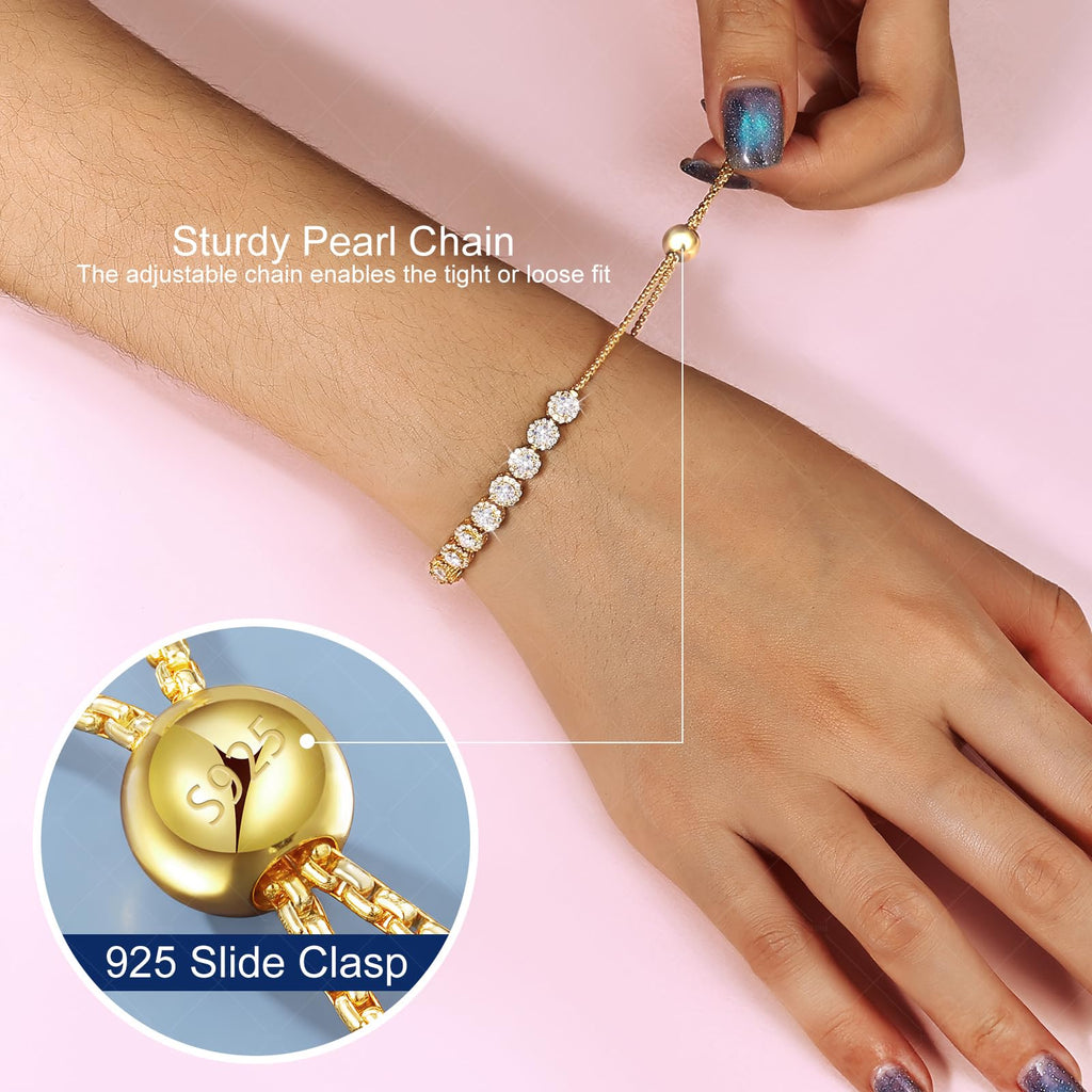 Moissanite Halo Bracelet 4.9CT-8.0CT Lab Grown Moissanite Bracelet for Women 18K White Gold Plated S925 Sterling Silver Adjustable Tennis Bracelet 5MM/7.5MM Iced Out Bracelets Cluster Jewelry