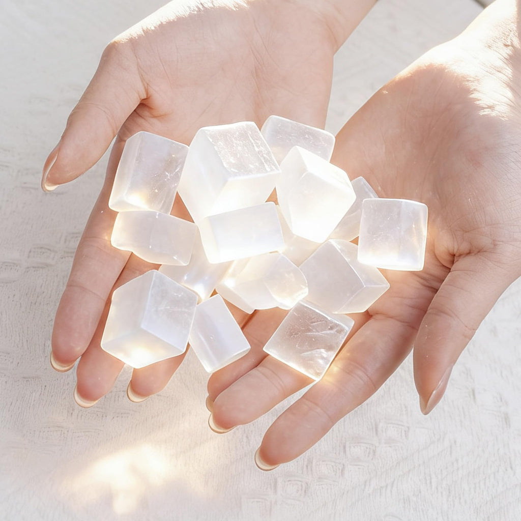 Selenite Crystal Lamp with Wooden Base Selenite Crystals Gift for Women Healing Birthday Meditation Yoga Spiritual Chakra Reiki Energy Cleansing Night Light Home Office Decor