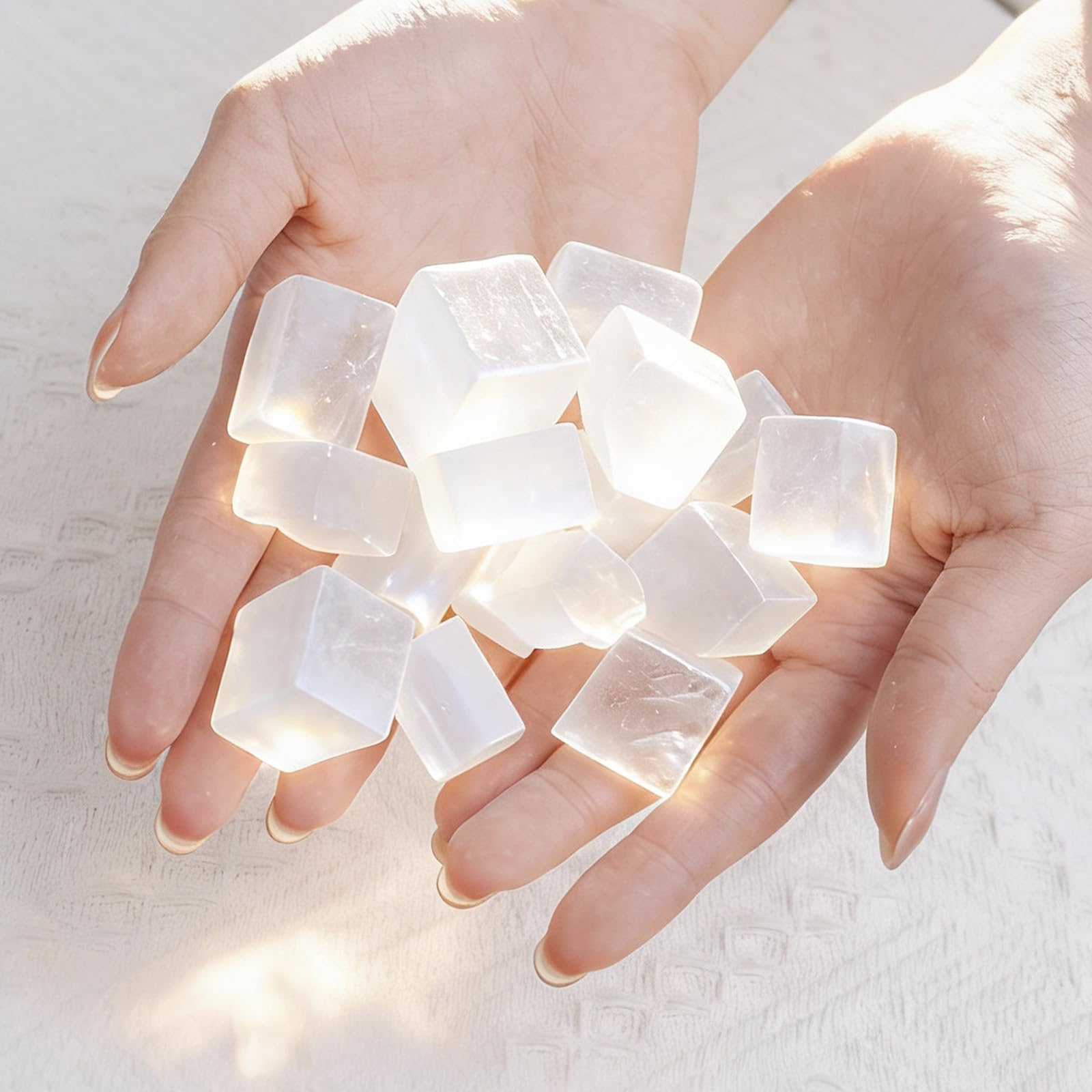 Selenite Crystal Lamp with Wooden Base Selenite Crystals Gift for Women Healing Birthday Meditation Yoga Spiritual Chakra Reiki Energy Cleansing Night Light Home Office Decor