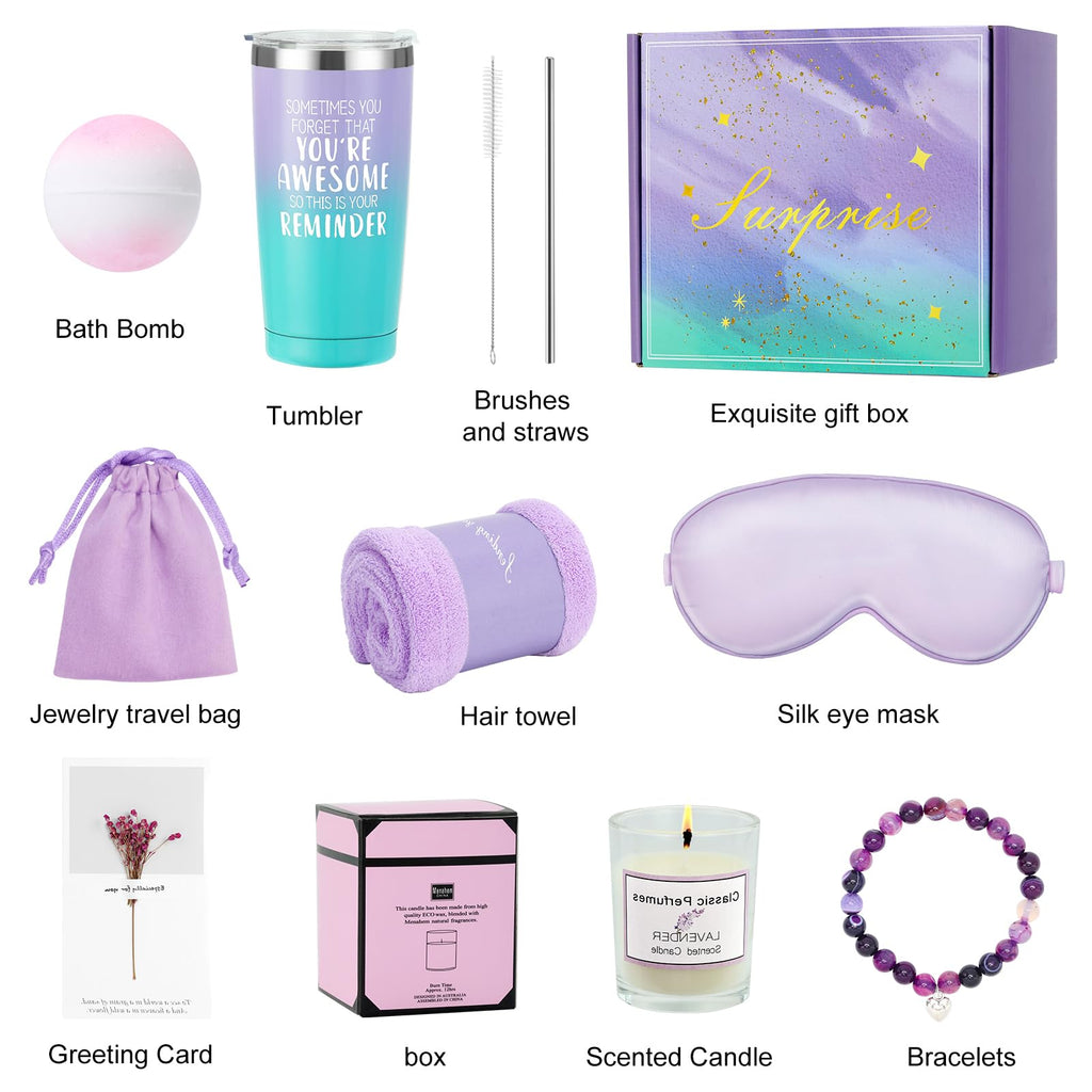 Birthday Gifts for Women, Mothers Day Gifts for Mom from Daughter, Unique Spa Gifts Basket Box for Women Best Friend Sister, Self Care Gifts for Women
