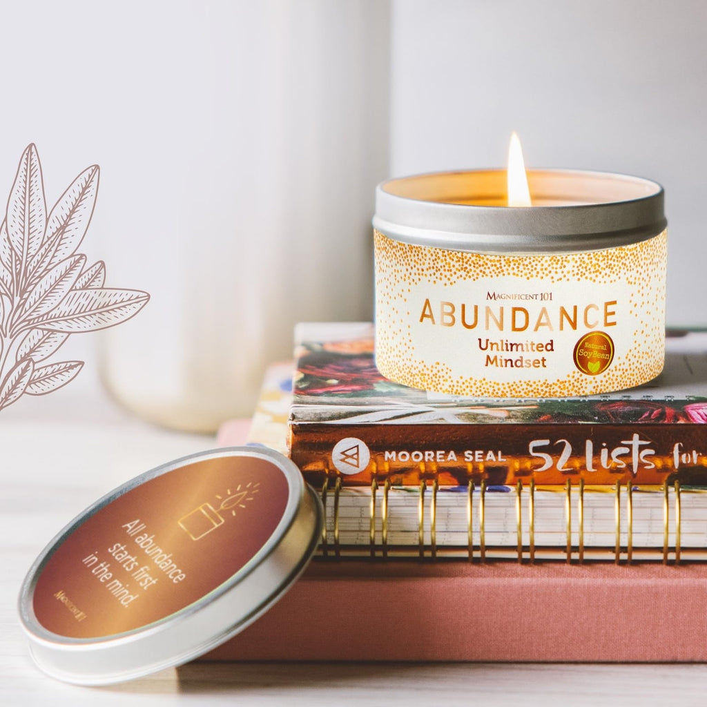 Magnificent 101 Long-Lasting Home Blessing - Love & Laughter Aromatherapy Smudge Candle - 6 Oz - 35-Hour Burn - Soy Wax, Sage, Bergamot & Sandalwood - Meditation & Manifestation - Sage Candle