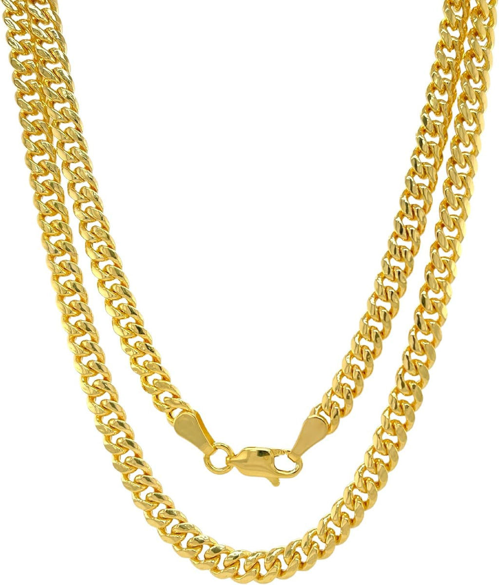 SHOP WGS Italian 14K Solid Yellow Gold Cuban Link Curb Chain Necklace for Men & Women Diamond Cut with Lobster Claw Clasp Real 14K Real Gold Chain Jewelry (2mm - 5.5MM)