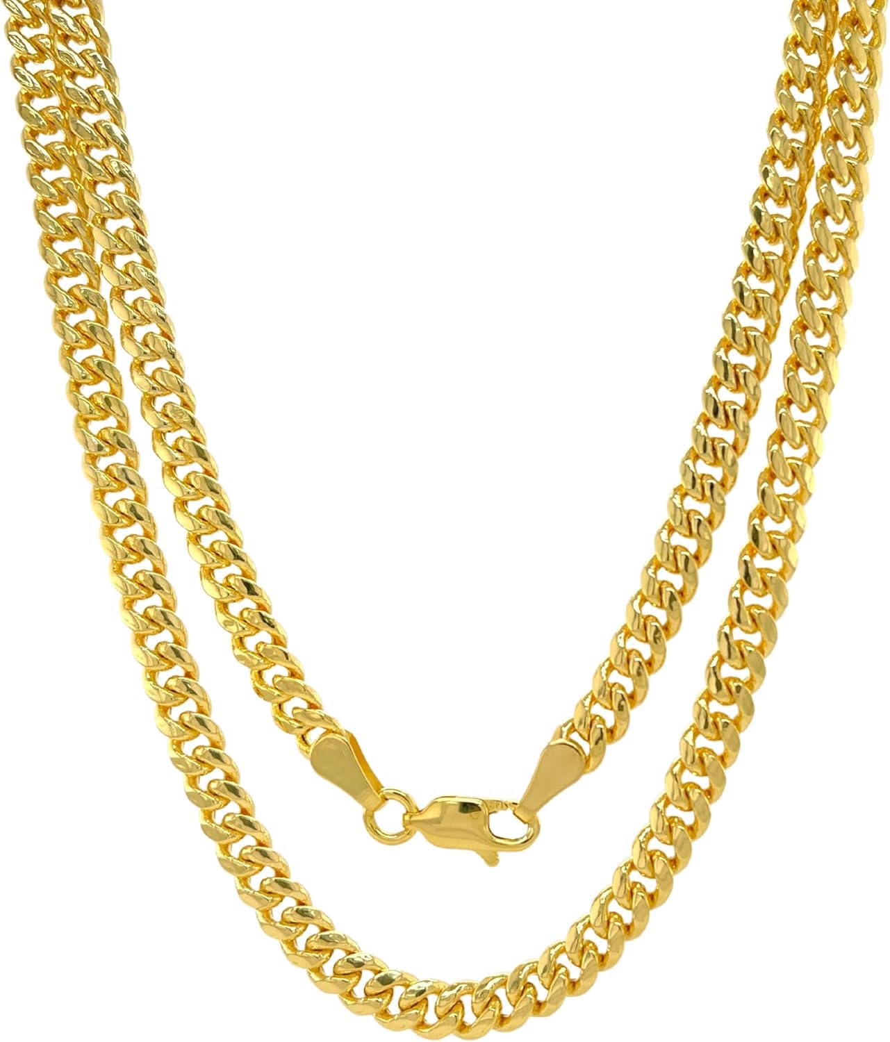 SHOP WGS Italian 14K Solid Yellow Gold Cuban Link Curb Chain Necklace for Men & Women Diamond Cut with Lobster Claw Clasp Real 14K Real Gold Chain Jewelry (2mm - 5.5MM)