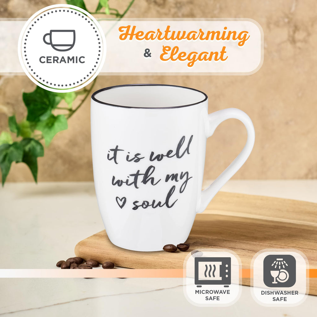Christian Art Gifts Inspirational Ceramic Coffee & Tea Scripture Mug for Women: All Things are Possible Encouraging Bible Verse, Cute Microwave & Dishwasher Safe Drinkware, White & Pink Floral, 12 oz.