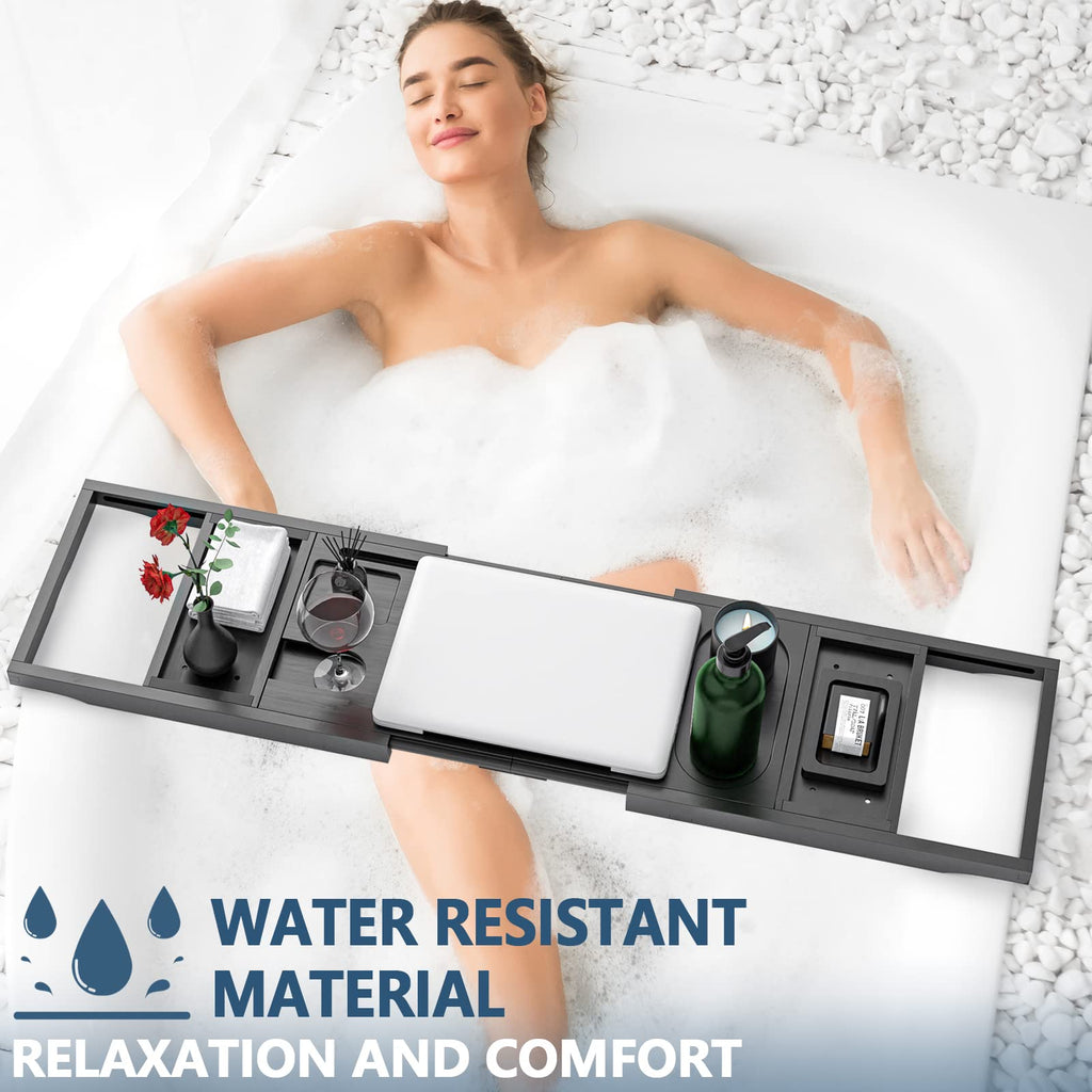 Premium Bathtub Tray Caddy, Expandable Bath Tray, Unique House Warming Gifts, New Home, Anniversary and Wedding Gifts for Couple, Bridal Shower Gift for Women