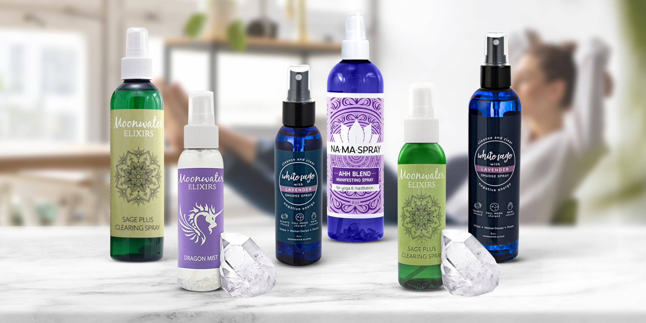 White Sage Smudge Spray for Spiritual Cleansing & Aura Protection, Sage Mist for Cleansing Negative Energy & Protection, Home & Meditation, Clear Quartz Reiki Energized Aromatherapy Room Spray - 4oz