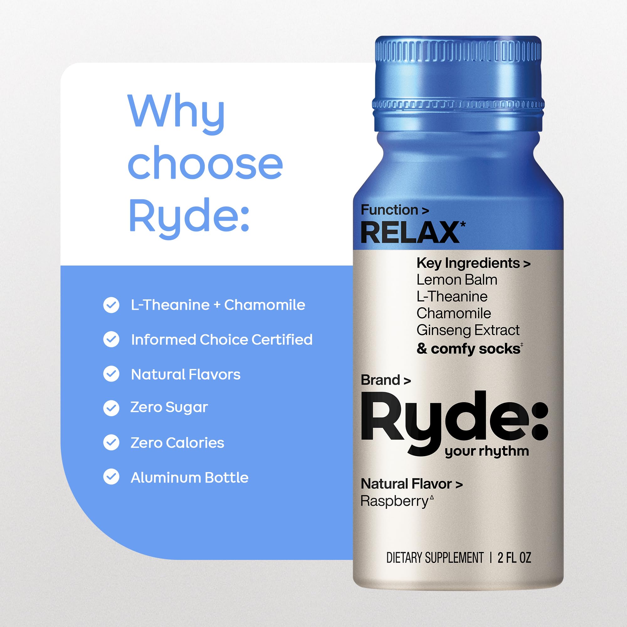Ryde: Energize Shot | Tropical Flavor | Green Tea Caffeine, Taurine, Ginseng Extract & B Vitamins | 0 Calories, 0 Sugar | 2 FL OZ Shots | Boosts energy* (8 Pack)