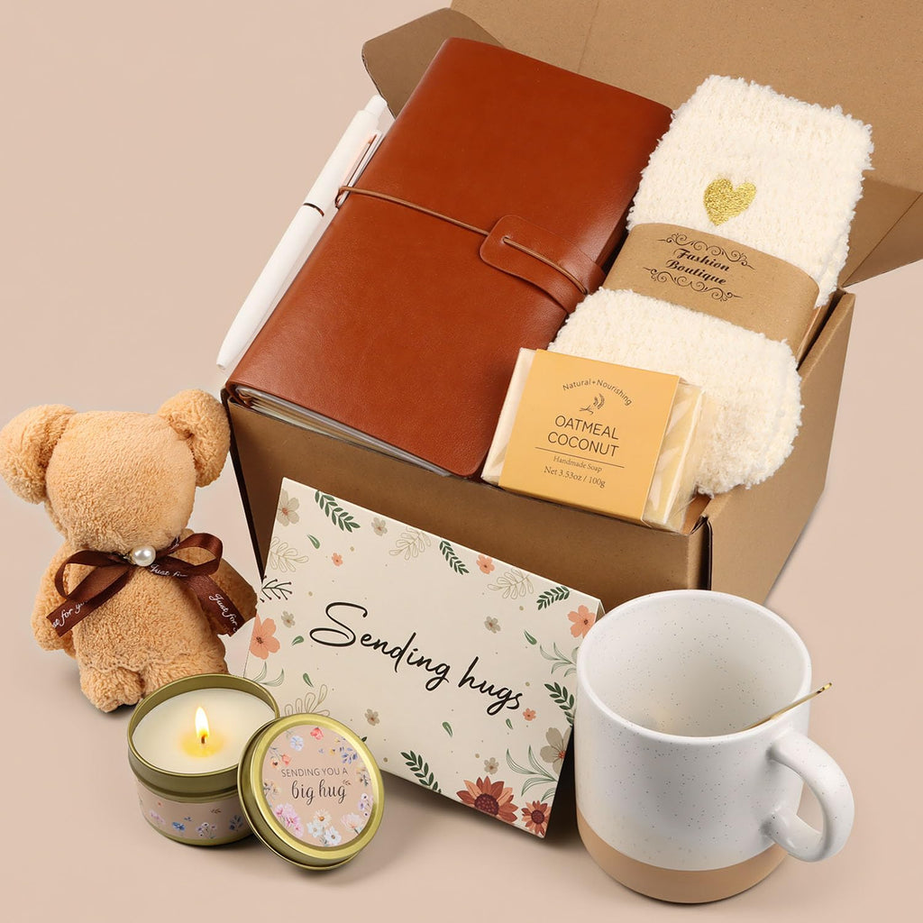 Elegant Birthday Gifts for Women, Black Bow Unique Birthday Relaxing Gifts Box with Scented Candles, Greeting Card & Home-Spa Relaxation, Birthdays Presents for Her, Best Friend, Sister, Wife