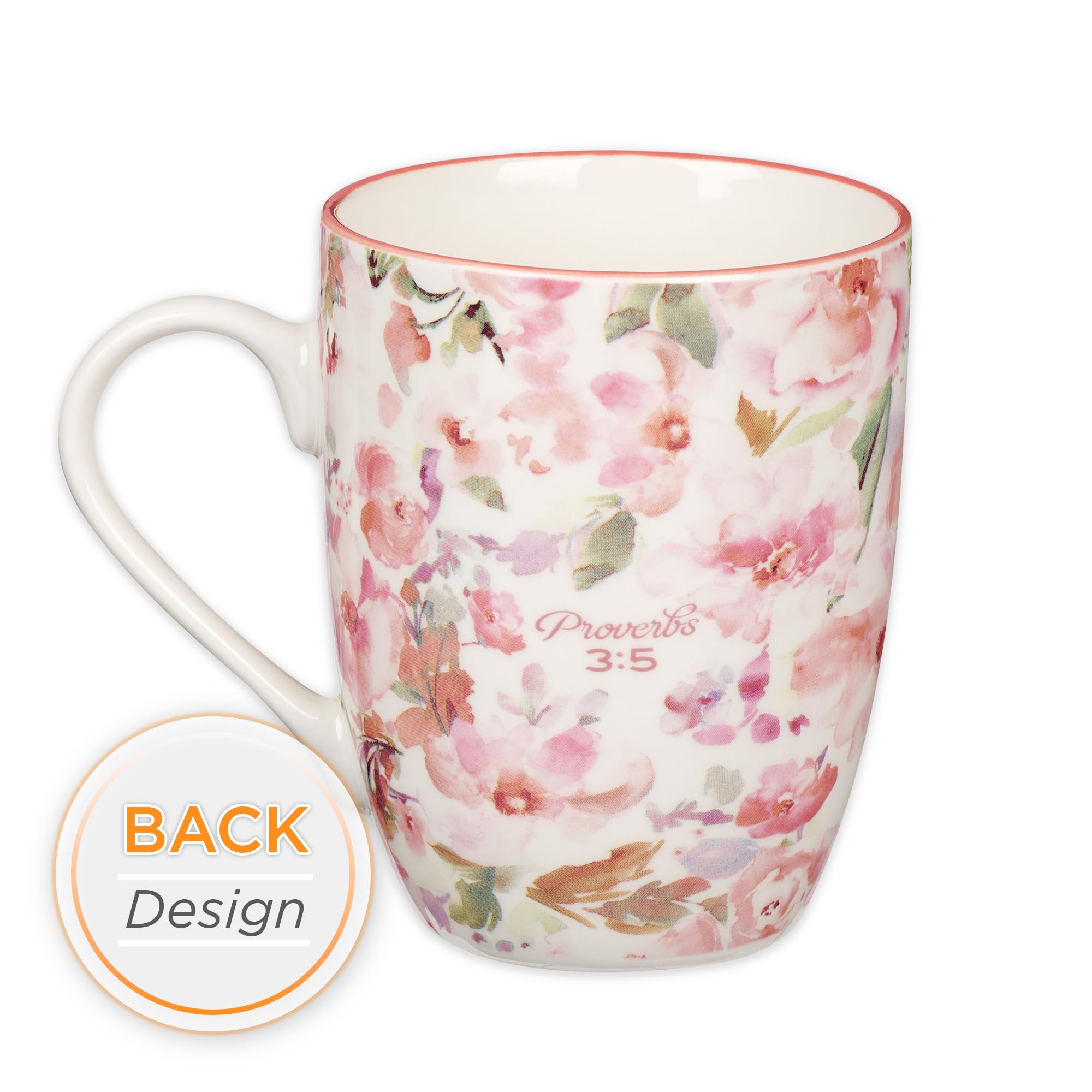 Christian Art Gifts Inspirational Ceramic Coffee & Tea Scripture Mug for Women: All Things are Possible Encouraging Bible Verse, Cute Microwave & Dishwasher Safe Drinkware, White & Pink Floral, 12 oz.
