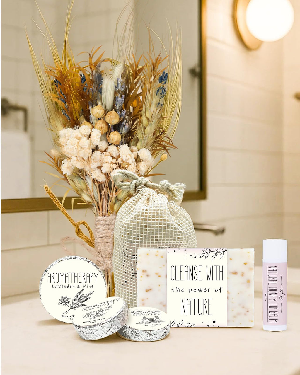 Spa Gifts for Women - Mothers Day Gift Basket for Her, Natural Themed Self Care Kit, Birthday Anniversary Care Package Ideas for Wife Girlfriend Mom from Daughter Husband Friend, 8PCS Items