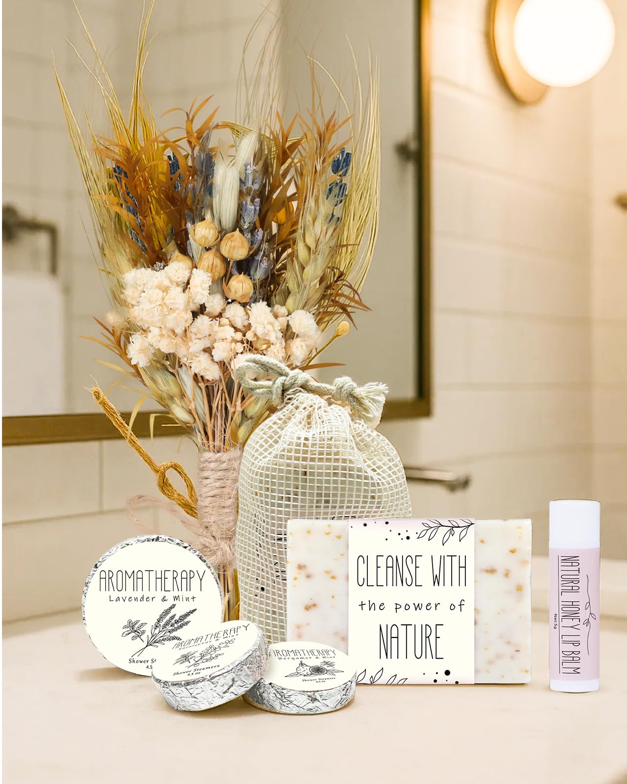 Spa Gifts for Women - Mothers Day Gift Basket for Her, Natural Themed Self Care Kit, Birthday Anniversary Care Package Ideas for Wife Girlfriend Mom from Daughter Husband Friend, 8PCS Items