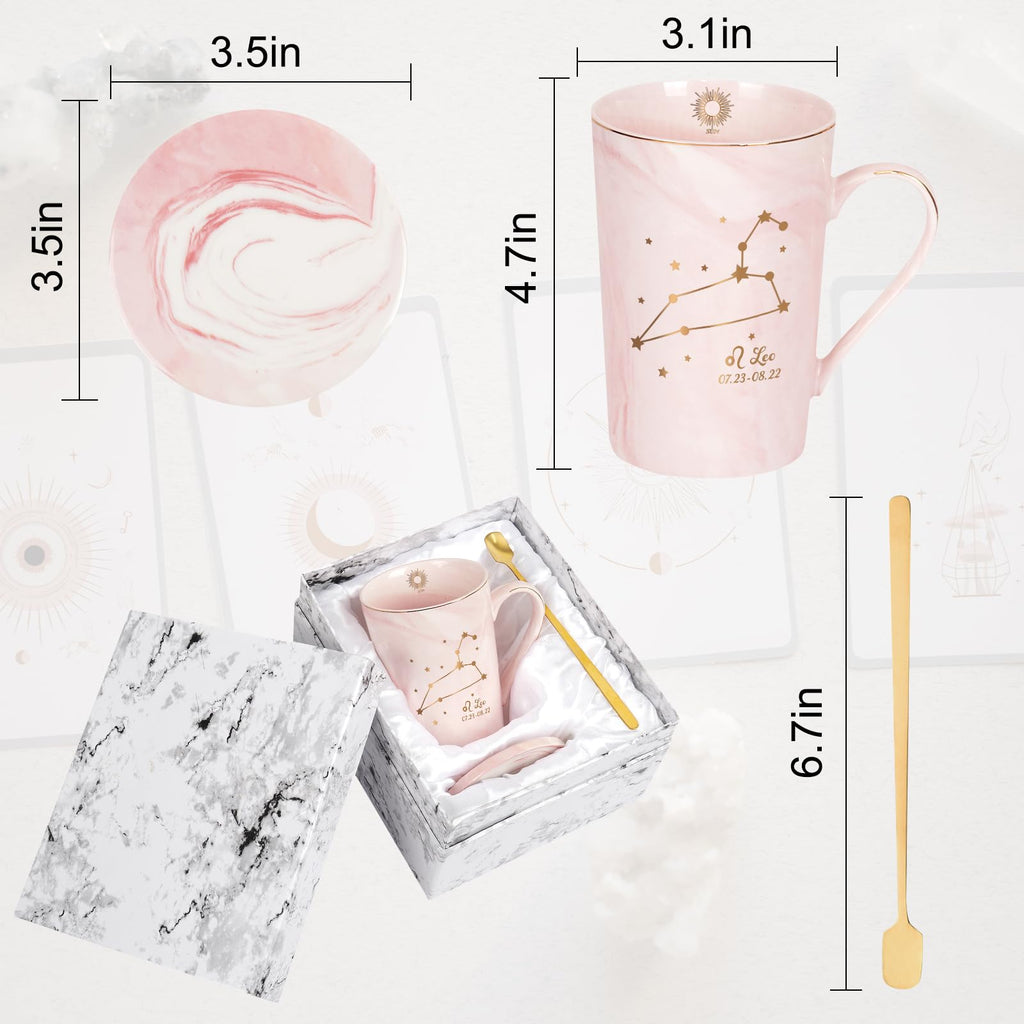 YHRJWN Pisces Gifts for Women, Pisces Constellation Mug, February March Birthdays Gifts for Women Horoscope Astrology Lovers, Pisces Zodiac Sign gifts for Women Girls, 14 Oz Pink with Gift Box