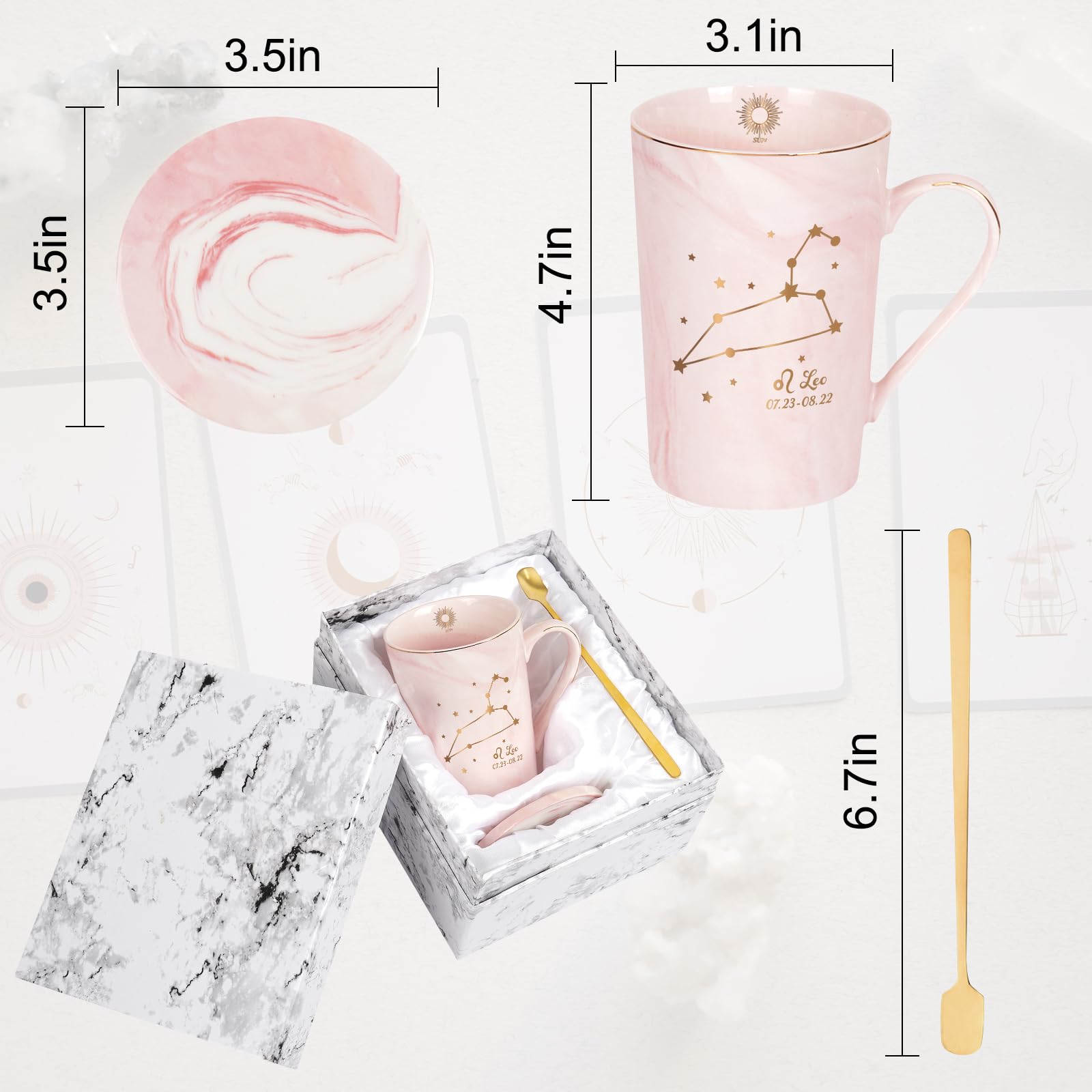 YHRJWN Pisces Gifts for Women, Pisces Constellation Mug, February March Birthdays Gifts for Women Horoscope Astrology Lovers, Pisces Zodiac Sign gifts for Women Girls, 14 Oz Pink with Gift Box